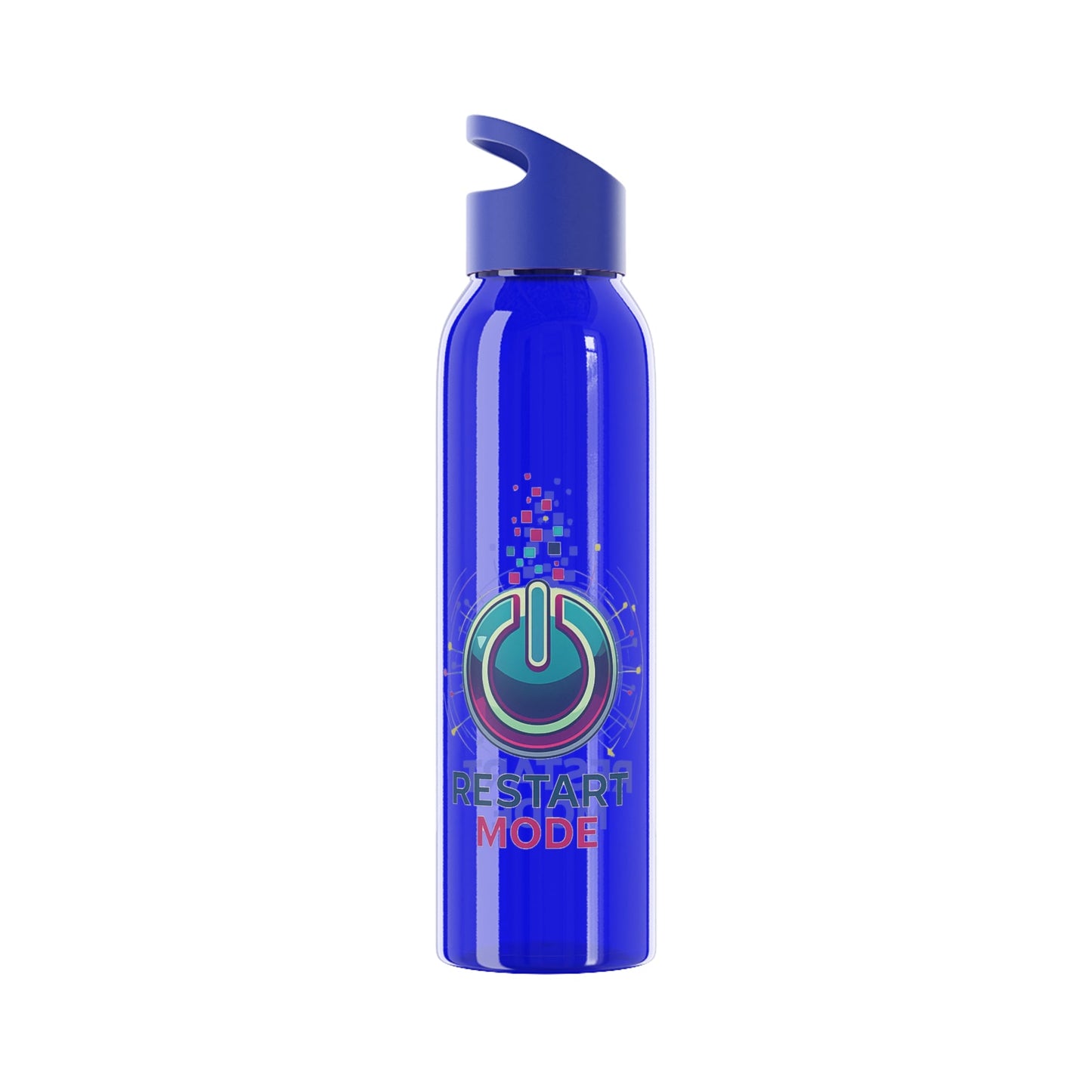 Restart Mode Water Bottle | Reusable Sports Bottle | Tech Graphic Drink Bottle | Clear BPA-Free Bottle | Double-Sided Print - SJM Print Store