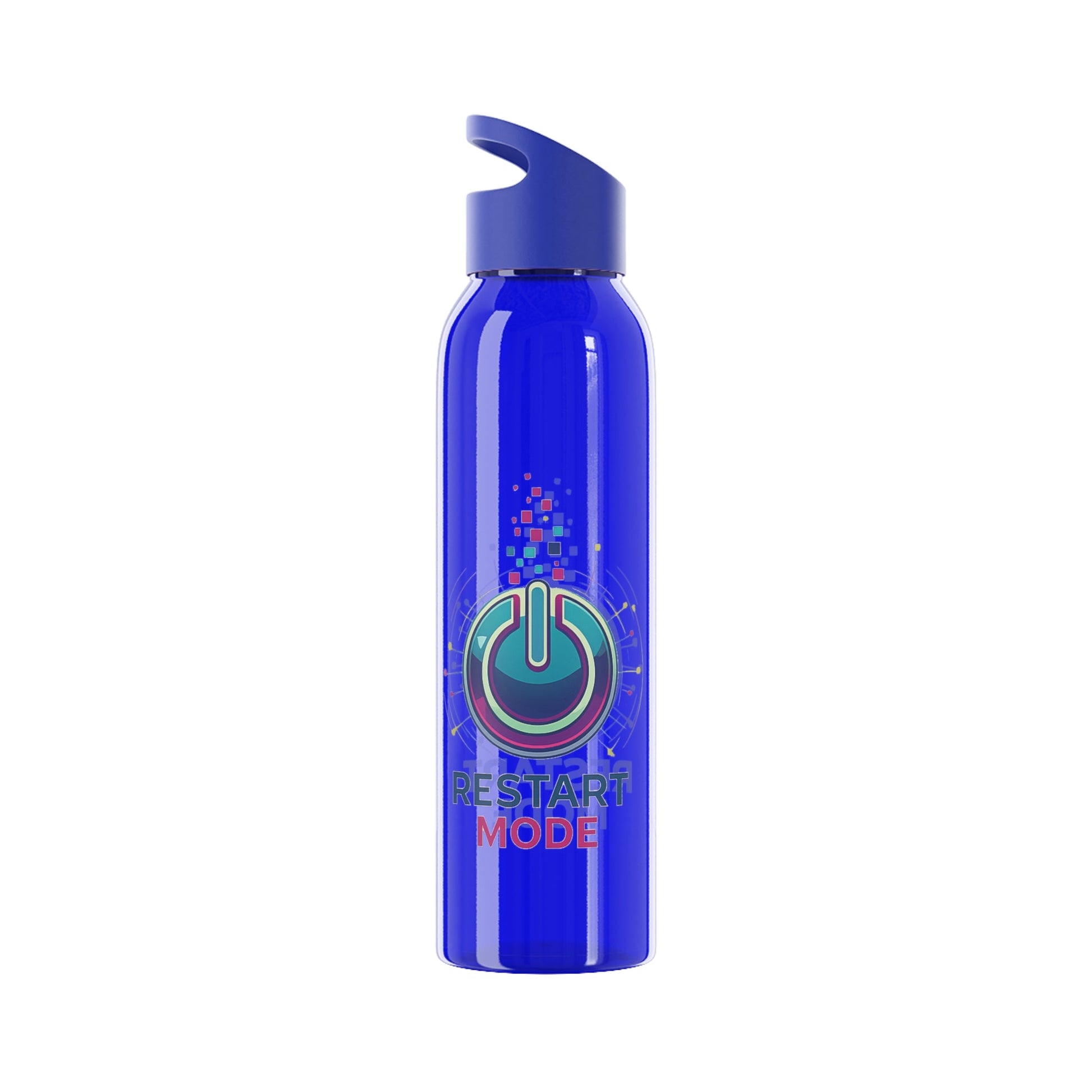 Restart Mode Water Bottle | Reusable Sports Bottle | Tech Graphic Drink Bottle | Clear BPA-Free Bottle | Double-Sided Print - SJM Print Store
