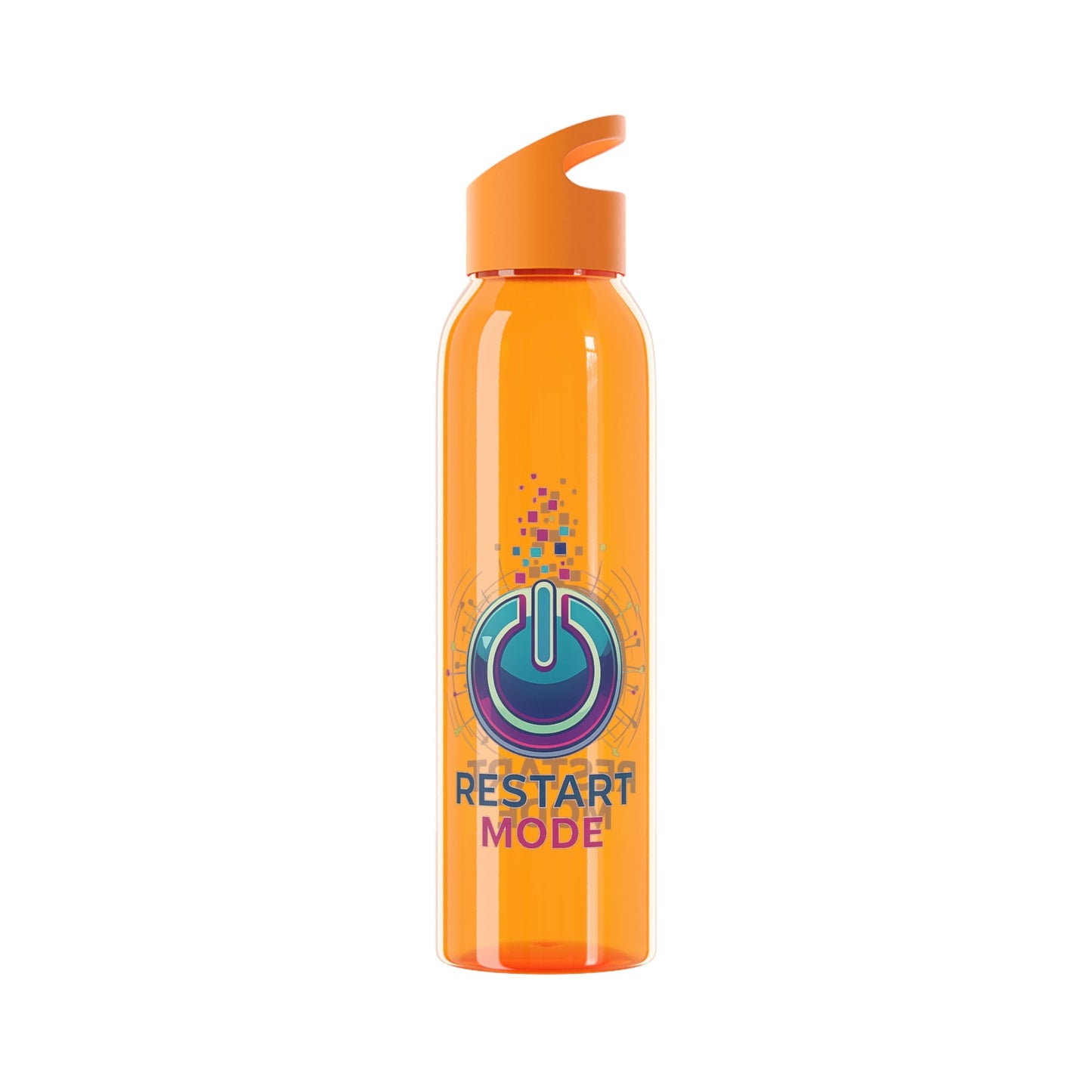 Restart Mode Water Bottle | Reusable Sports Bottle | Tech Graphic Drink Bottle | Clear BPA-Free Bottle | Double-Sided Print - SJM Print Store