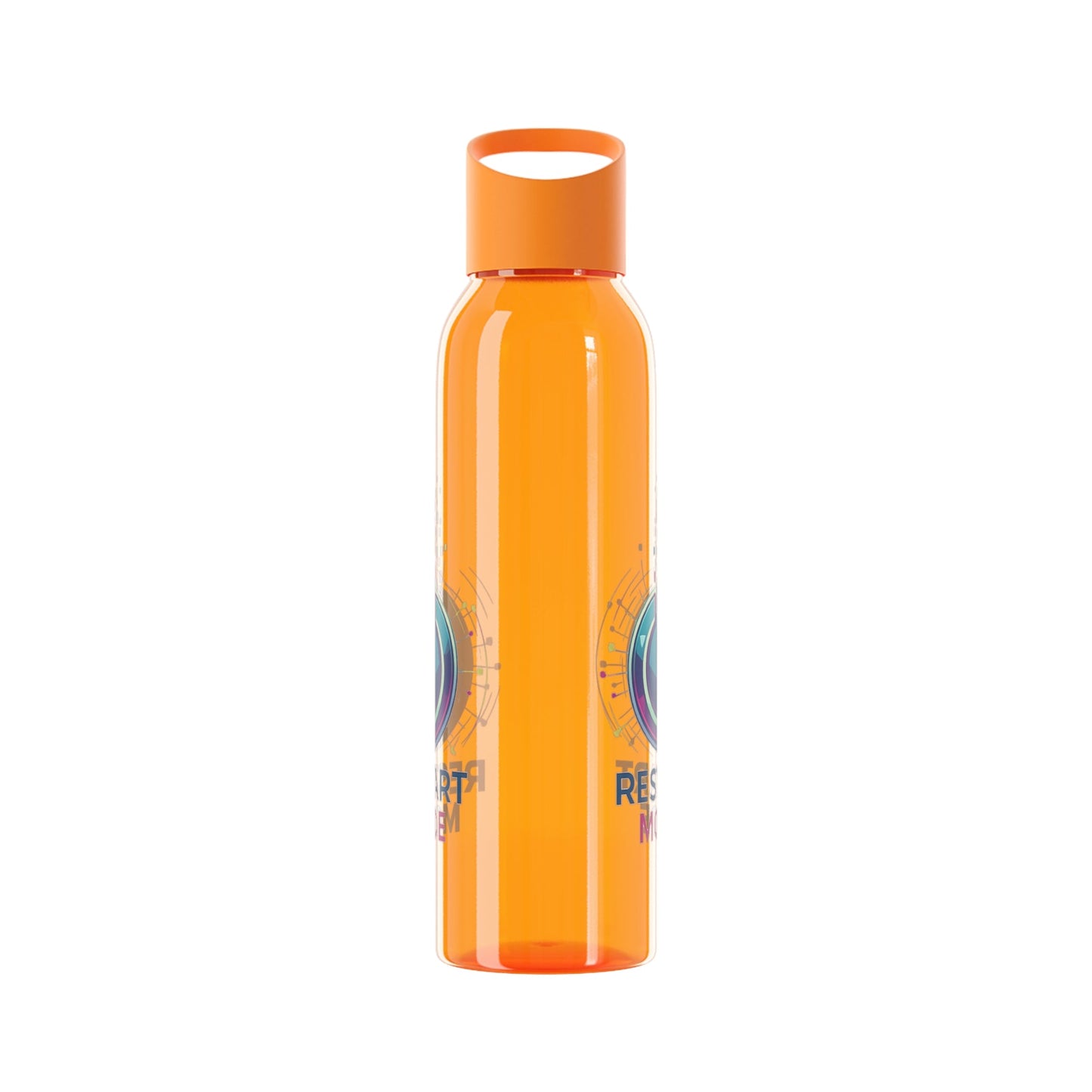 Restart Mode Water Bottle | Reusable Sports Bottle | Tech Graphic Drink Bottle | Clear BPA-Free Bottle | Double-Sided Print - SJM Print Store