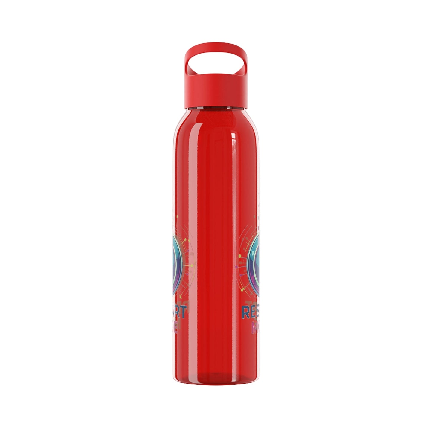 Restart Mode Water Bottle | Reusable Sports Bottle | Tech Graphic Drink Bottle | Clear BPA-Free Bottle | Double-Sided Print - SJM Print Store