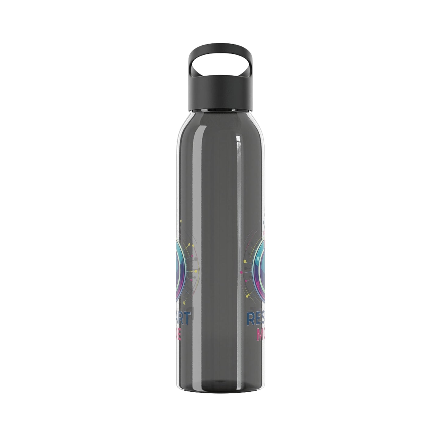 Restart Mode Water Bottle | Reusable Sports Bottle | Tech Graphic Drink Bottle | Clear BPA-Free Bottle | Double-Sided Print - SJM Print Store