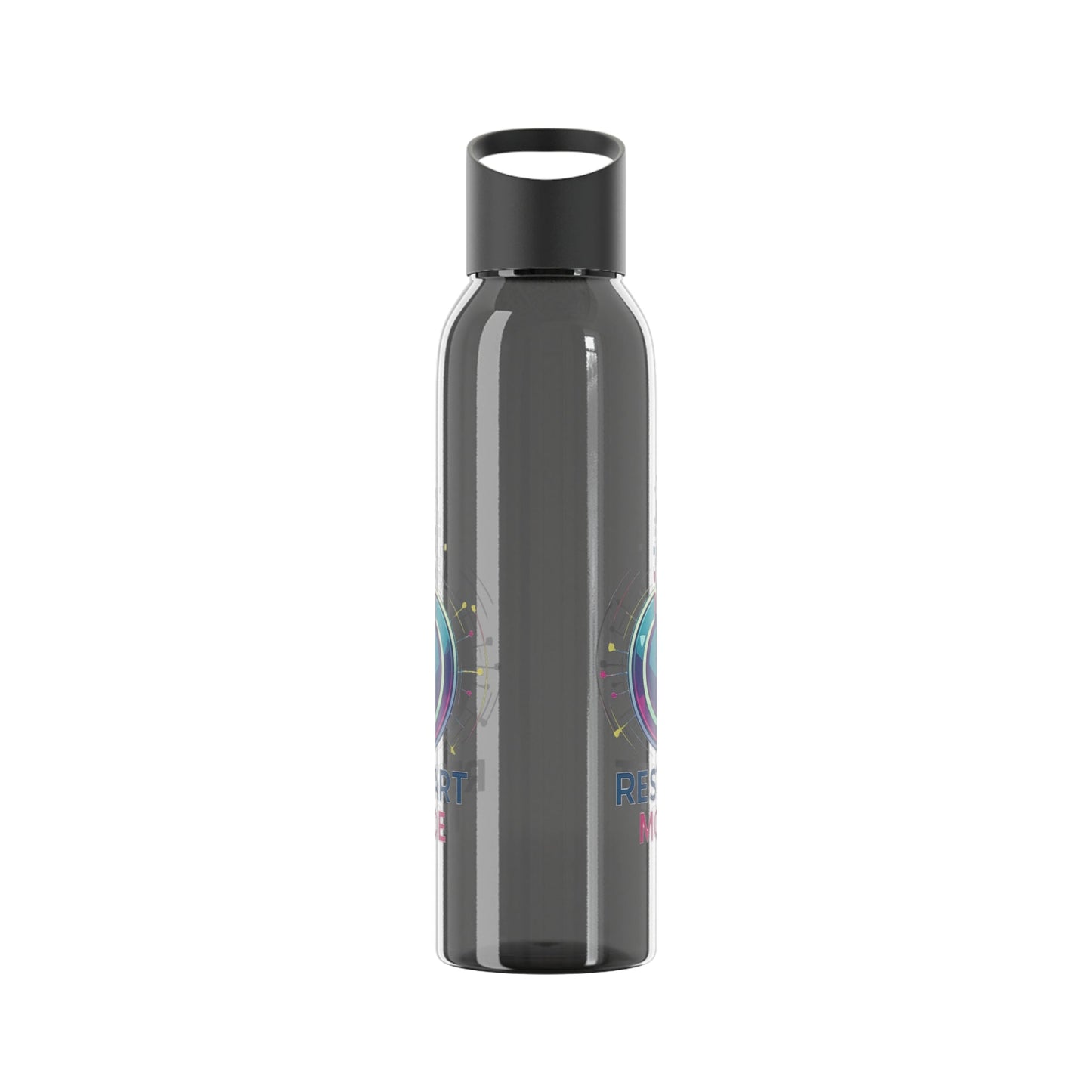 Restart Mode Water Bottle | Reusable Sports Bottle | Tech Graphic Drink Bottle | Clear BPA-Free Bottle | Double-Sided Print - SJM Print Store