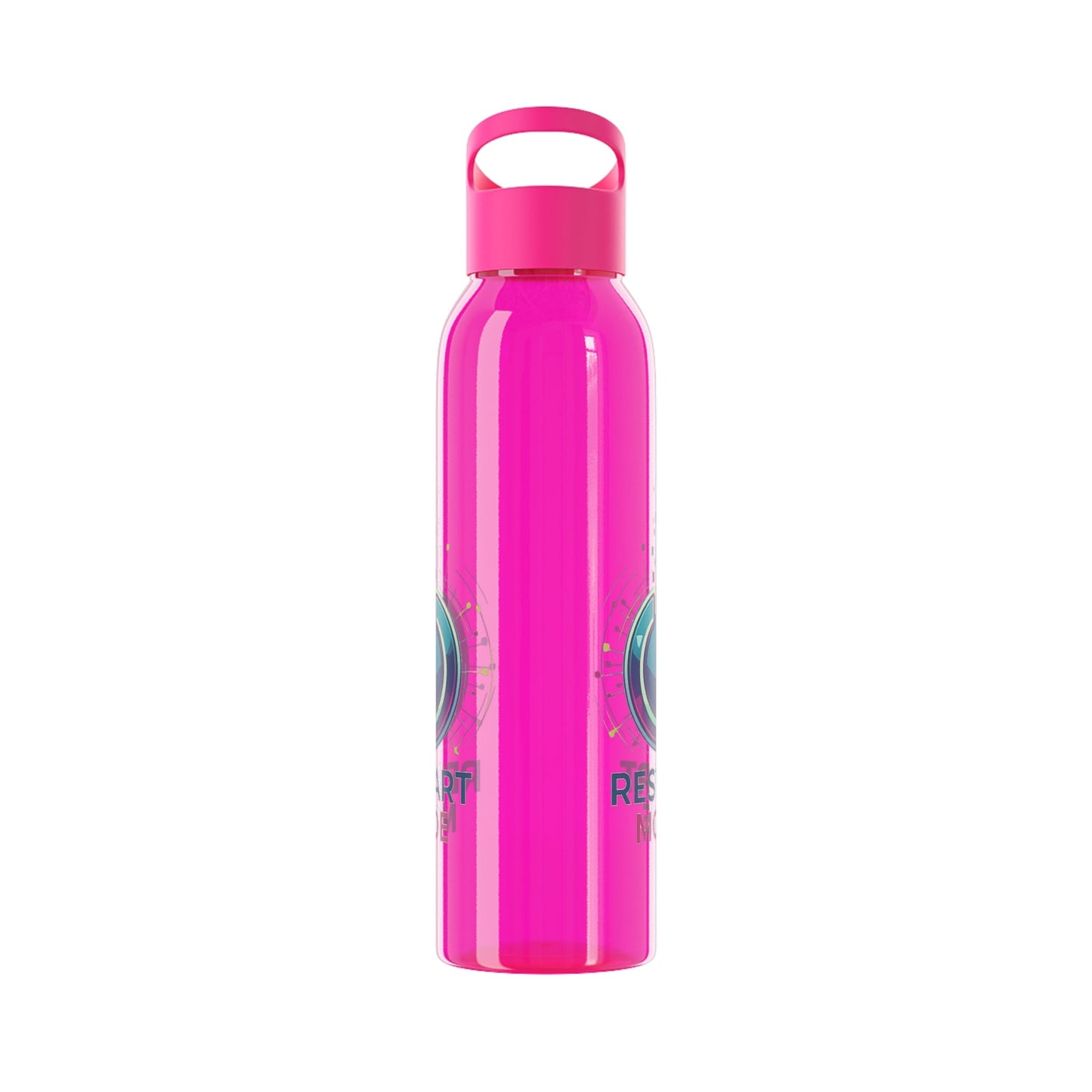 Restart Mode Water Bottle | Reusable Sports Bottle | Tech Graphic Drink Bottle | Clear BPA-Free Bottle | Double-Sided Print - SJM Print Store