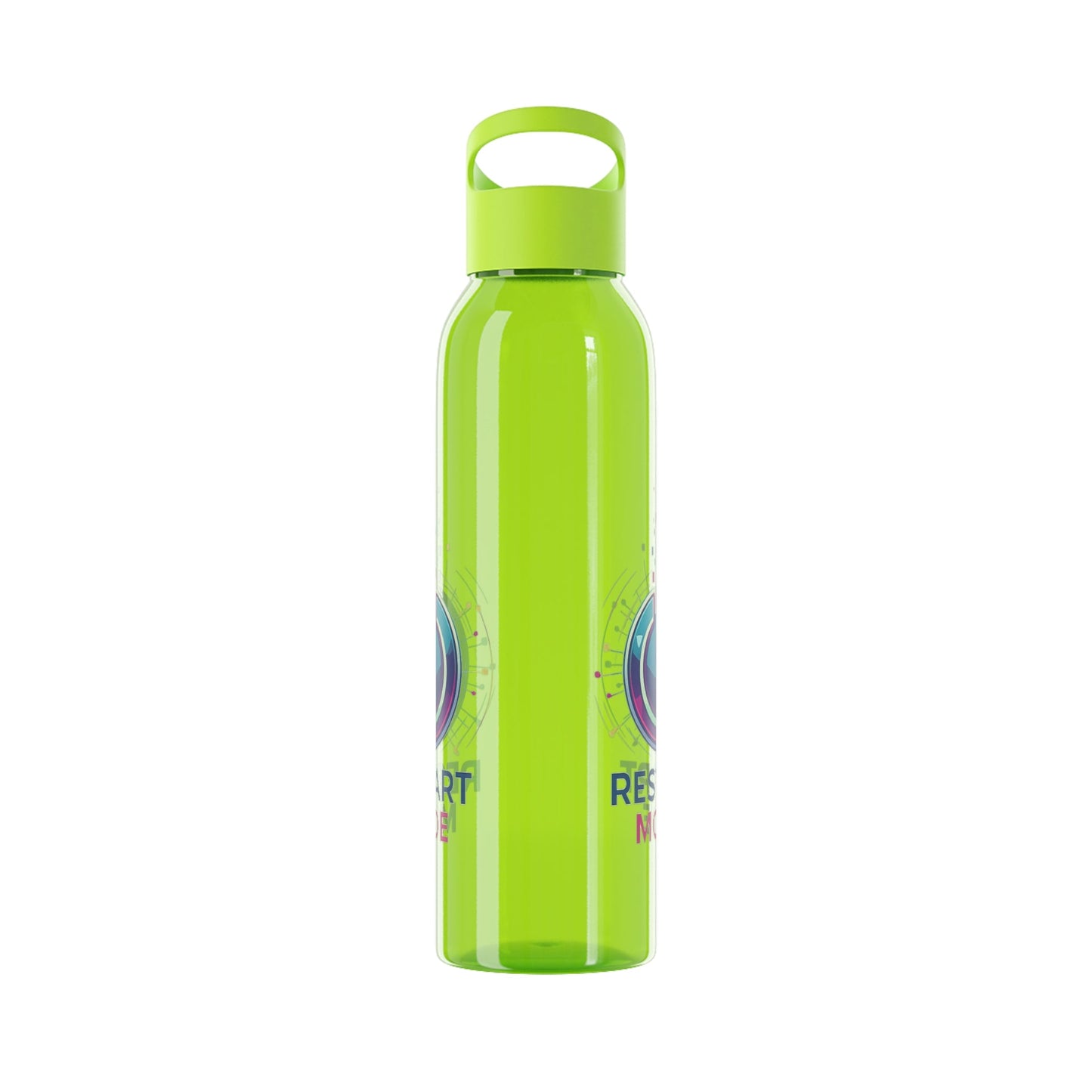Restart Mode Water Bottle | Reusable Sports Bottle | Tech Graphic Drink Bottle | Clear BPA-Free Bottle | Double-Sided Print - SJM Print Store