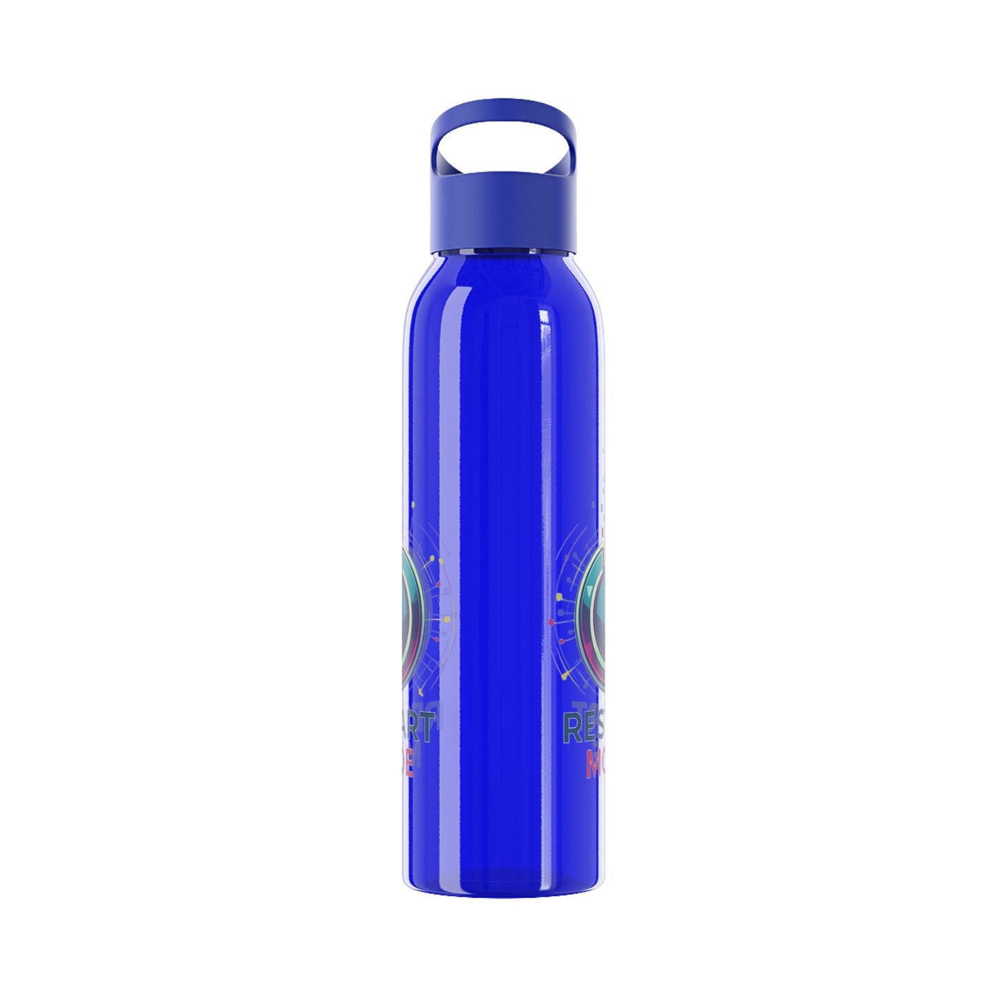 Restart Mode Water Bottle | Reusable Sports Bottle | Tech Graphic Drink Bottle | Clear BPA-Free Bottle | Double-Sided Print - SJM Print Store