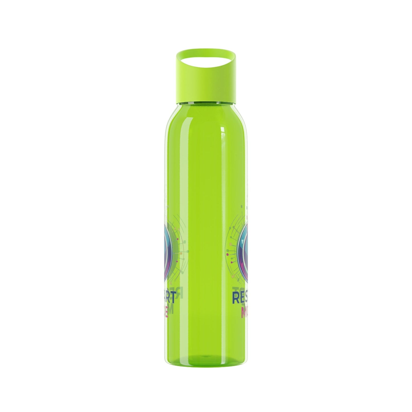 Restart Mode Water Bottle | Reusable Sports Bottle | Tech Graphic Drink Bottle | Clear BPA-Free Bottle | Double-Sided Print - SJM Print Store