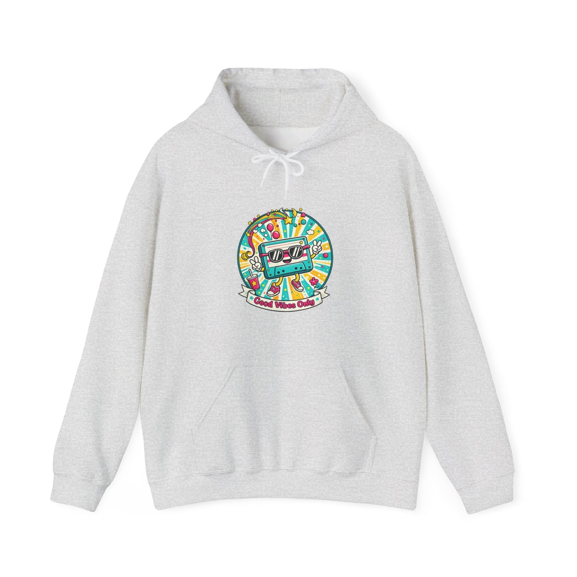 Retro Good Vibes Only Hoodie Colourful Retro Cassette Hoodie 80s and 90s Inspired Unisex Hooded Sweatshirt - SJM Print Store