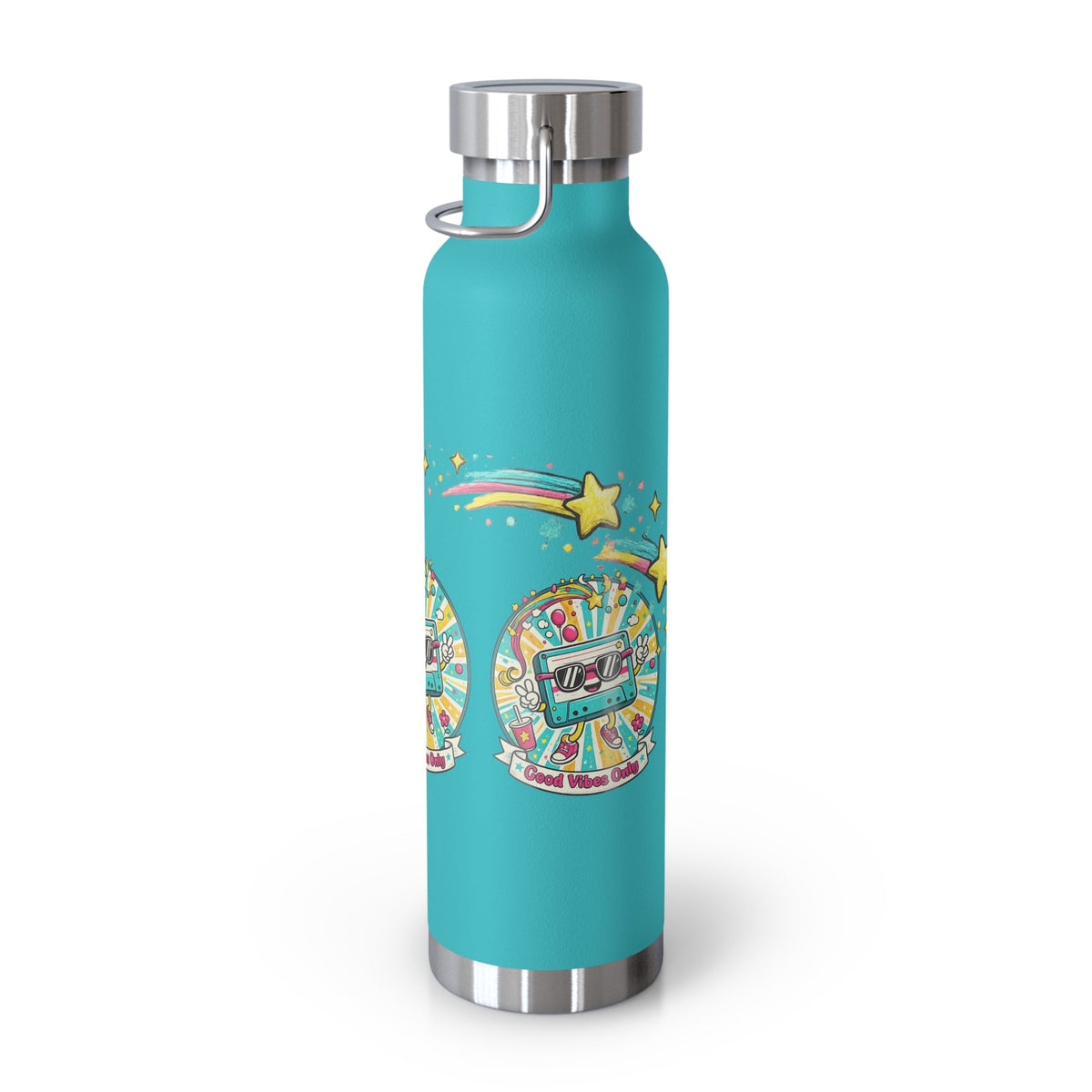 Retro Good Vibes Only Insulated Flask | Colourful Retro Travel Bottle | Stainless Steel Drinks Bottle | 80s & 90s Inspired - SJM Print Store