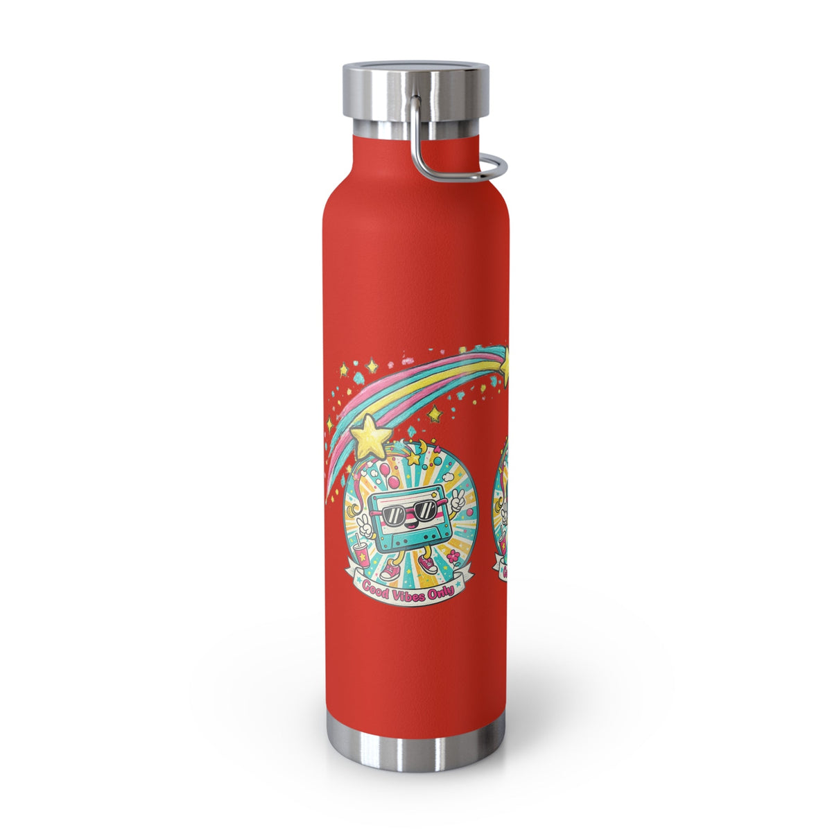 Retro Good Vibes Only Insulated Flask | Colourful Retro Travel Bottle | Stainless Steel Drinks Bottle | 80s & 90s Inspired - SJM Print Store