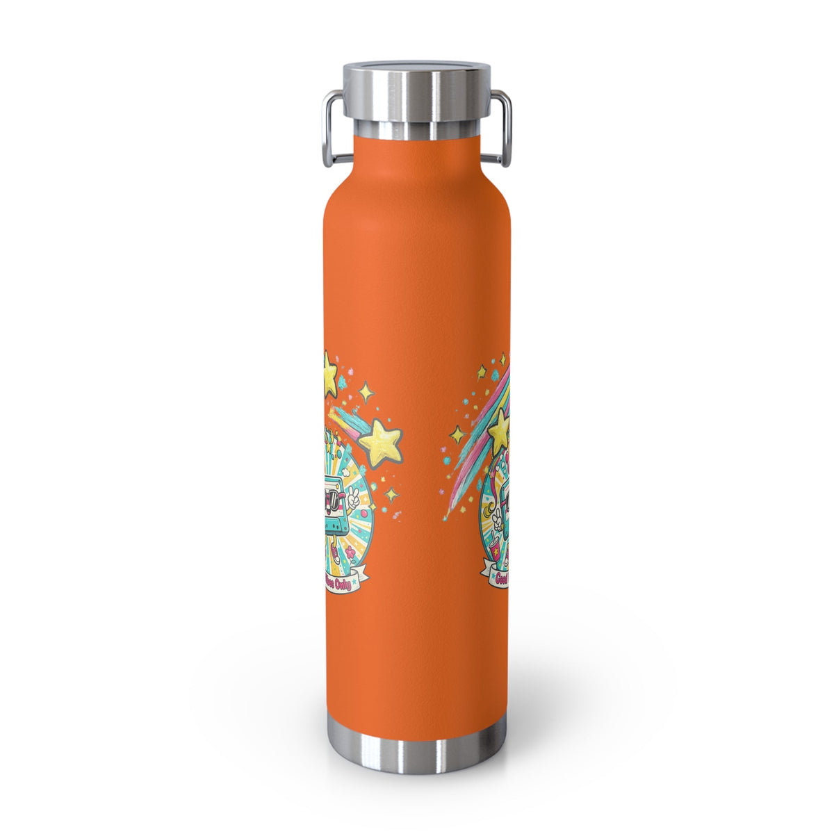 Retro Good Vibes Only Insulated Flask | Colourful Retro Travel Bottle | Stainless Steel Drinks Bottle | 80s & 90s Inspired - SJM Print Store