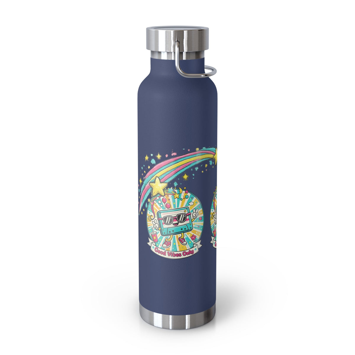 Retro Good Vibes Only Insulated Flask | Colourful Retro Travel Bottle | Stainless Steel Drinks Bottle | 80s & 90s Inspired - SJM Print Store