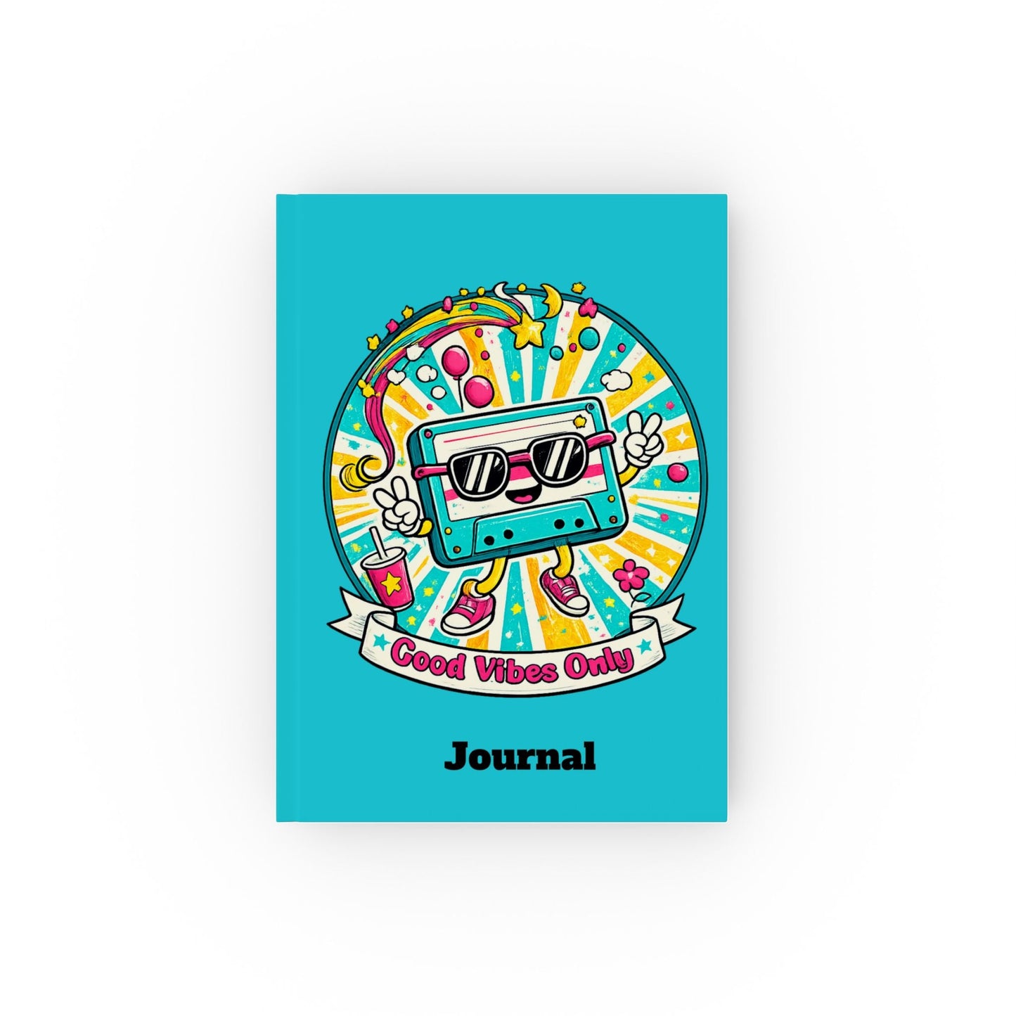 Retro Good Vibes Only Journal | Colourful Hardback Notebook | Retro Cassette Journal | 80s and 90s Inspired Gift - SJM Print Store