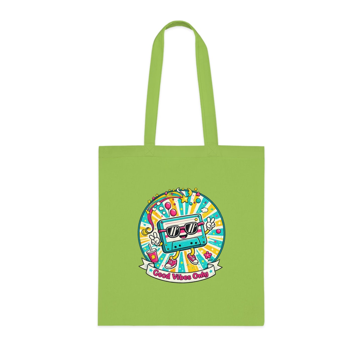 Retro Good Vibes Only Tote Bag | Colourful Cotton Shopping Bag | Reusable Retro Tote | 80s and 90s Inspired Gift - SJM Print Store