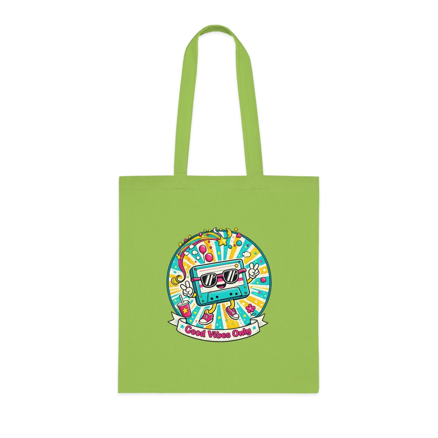 Retro Good Vibes Only Tote Bag | Colourful Cotton Shopping Bag | Reusable Retro Tote | 80s and 90s Inspired Gift - SJM Print Store
