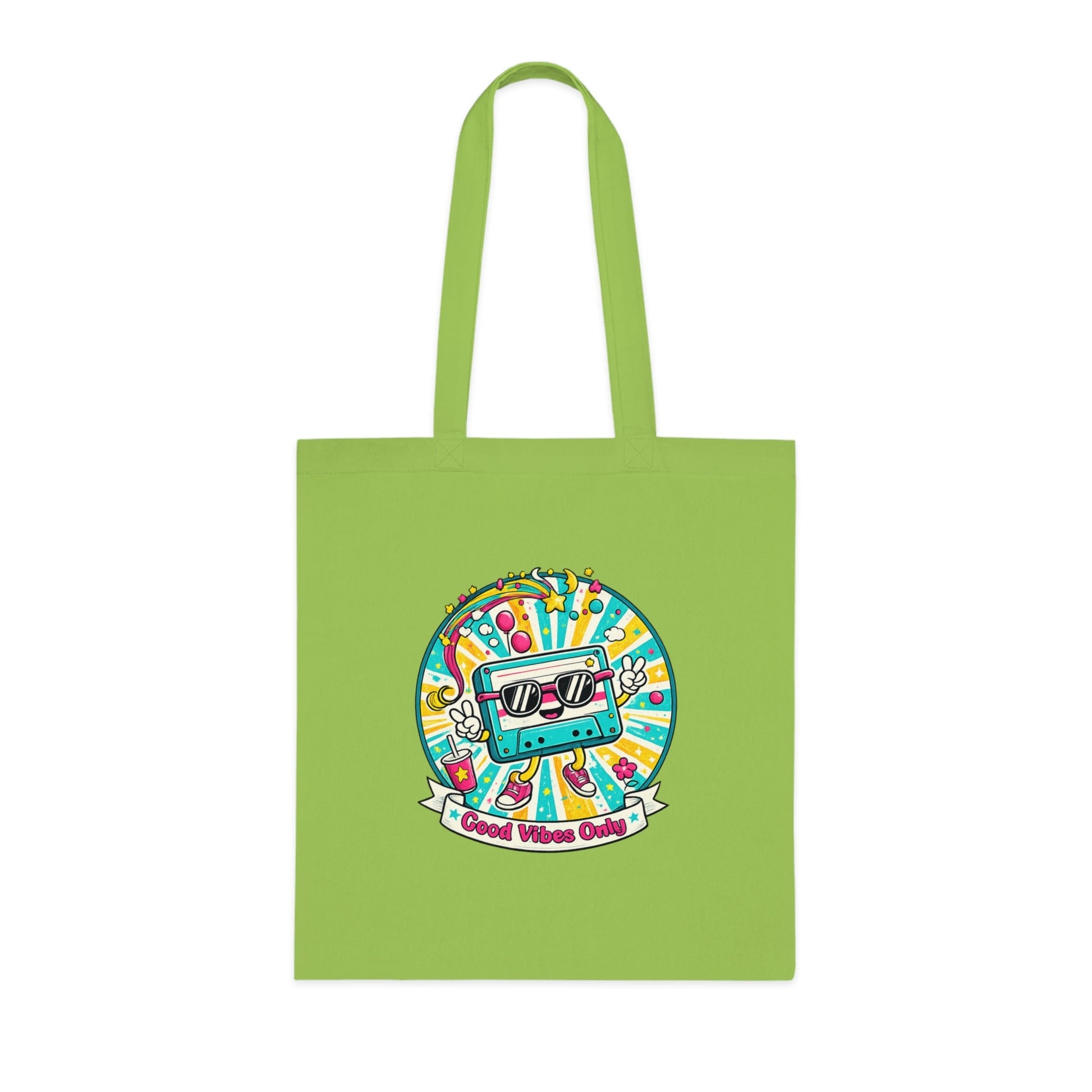 Retro Good Vibes Only Tote Bag | Colourful Cotton Shopping Bag | Reusable Retro Tote | 80s and 90s Inspired Gift - SJM Print Store