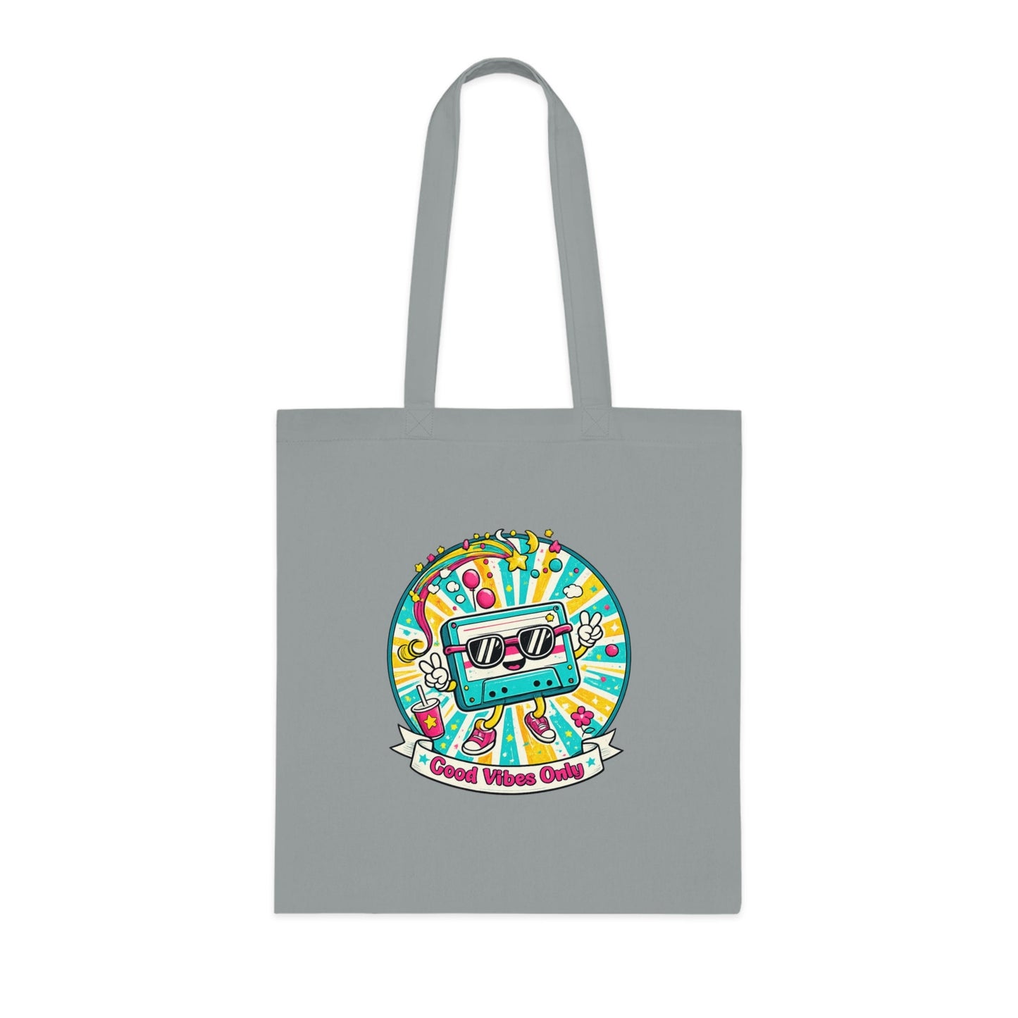 Retro Good Vibes Only Tote Bag | Colourful Cotton Shopping Bag | Reusable Retro Tote | 80s and 90s Inspired Gift - SJM Print Store