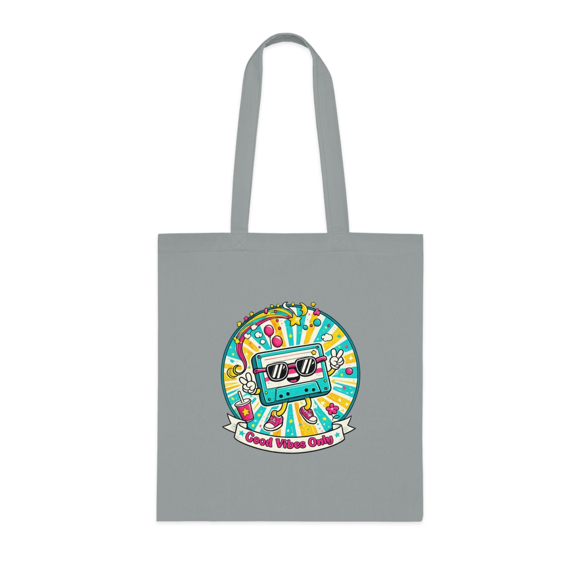 Retro Good Vibes Only Tote Bag | Colourful Cotton Shopping Bag | Reusable Retro Tote | 80s and 90s Inspired Gift - SJM Print Store