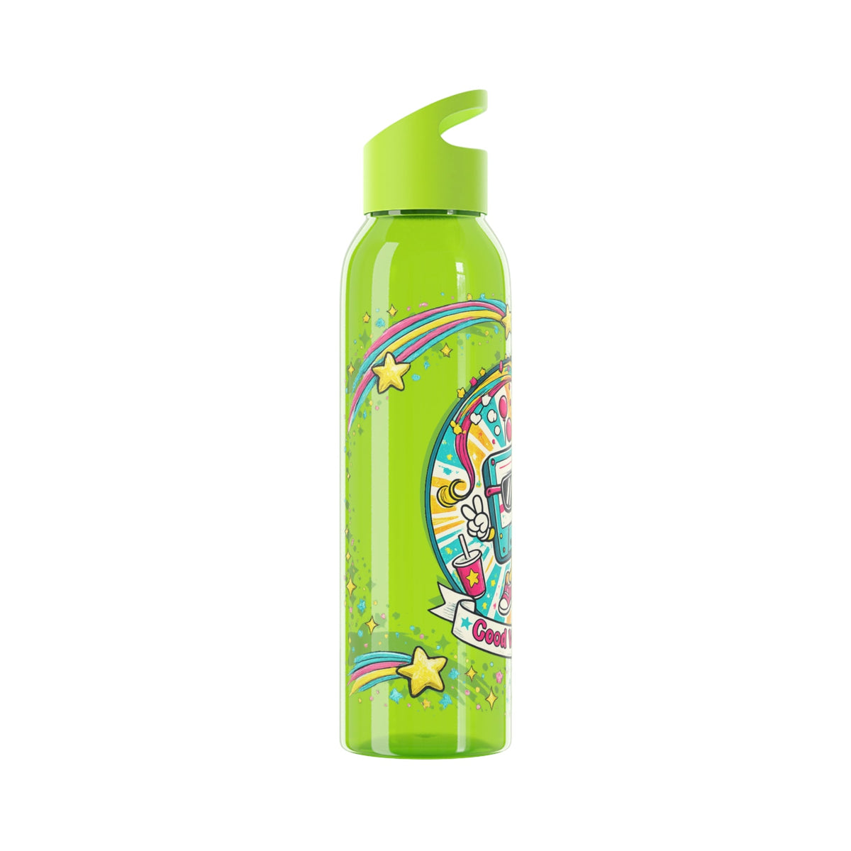 Retro Good Vibes Only Water Bottle | Colourful Reusable Drinks Bottle | Retro Cassette Bottle | 80s & 90s Inspired Hydration - SJM Print Store