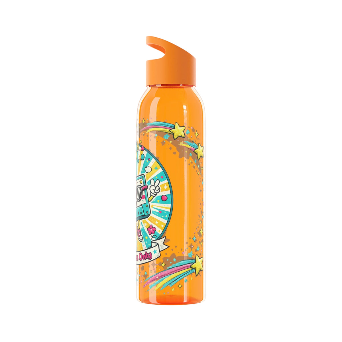 Retro Good Vibes Only Water Bottle | Colourful Reusable Drinks Bottle | Retro Cassette Bottle | 80s & 90s Inspired Hydration - SJM Print Store