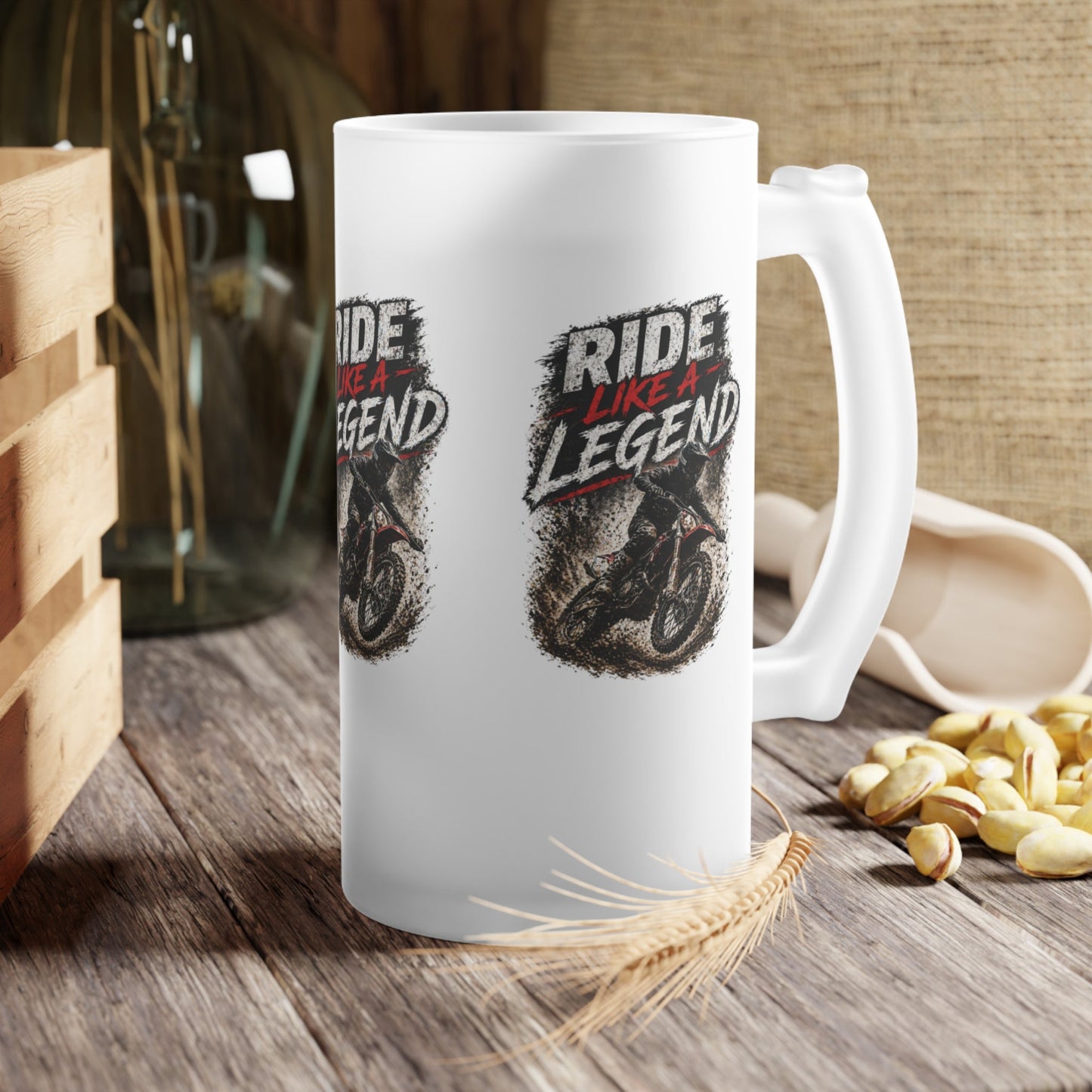Ride Like a Legend Dirt Bike Frosted Pint Glass - SJM Print Store
