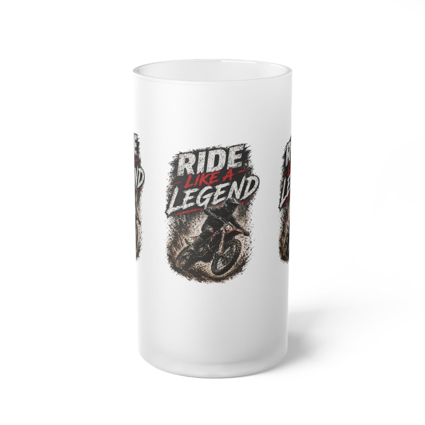 Ride Like a Legend Dirt Bike Frosted Pint Glass - SJM Print Store