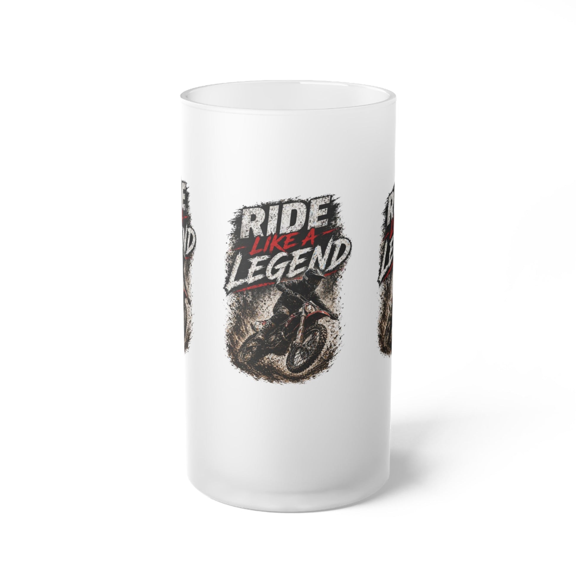 Ride Like a Legend Dirt Bike Frosted Pint Glass - SJM Print Store