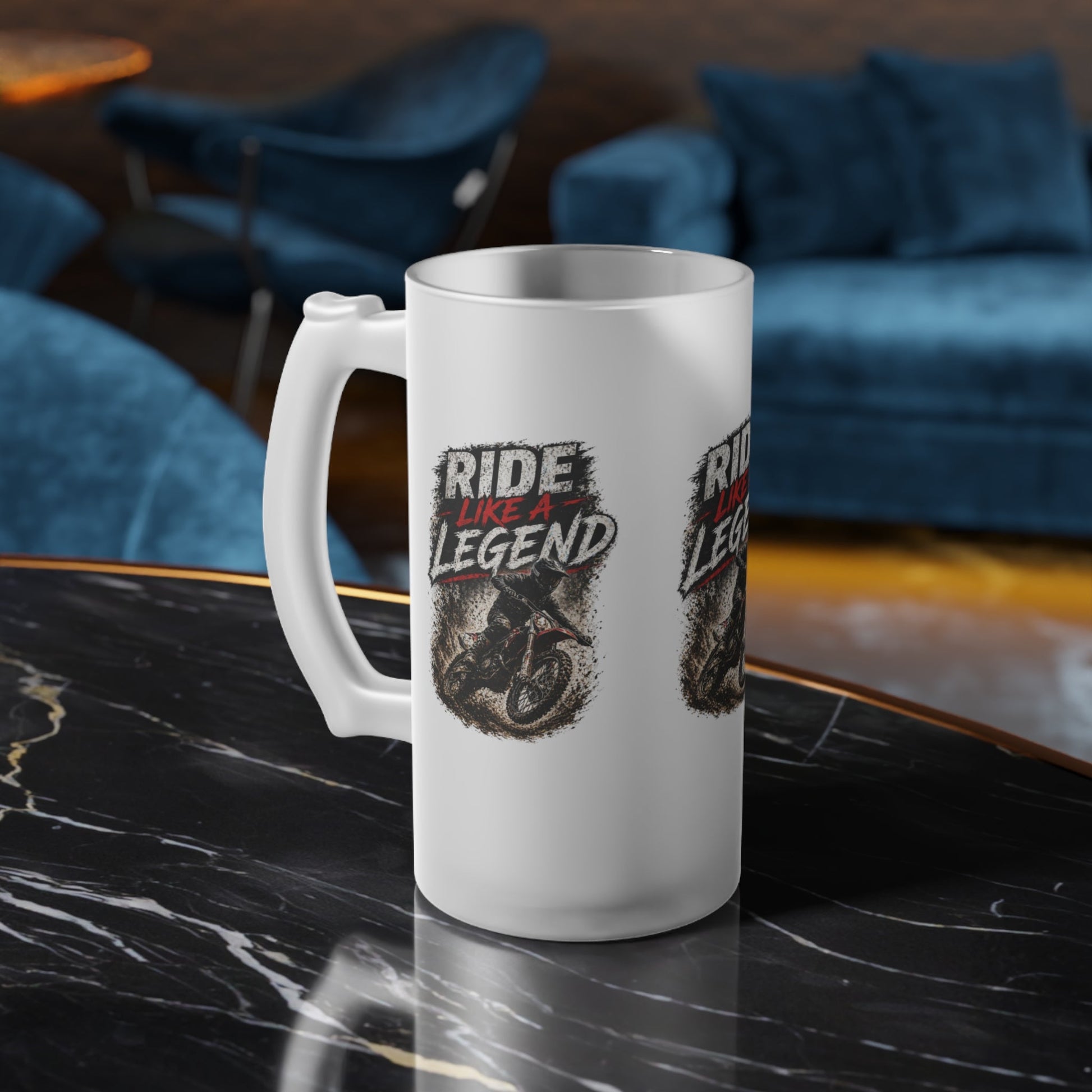 Ride Like a Legend Dirt Bike Frosted Pint Glass - SJM Print Store
