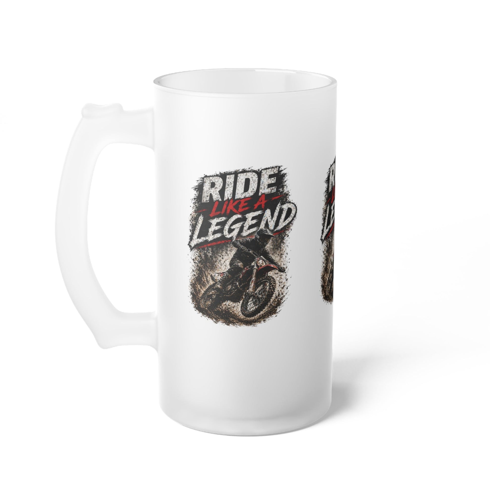 Ride Like a Legend Dirt Bike Frosted Pint Glass - SJM Print Store