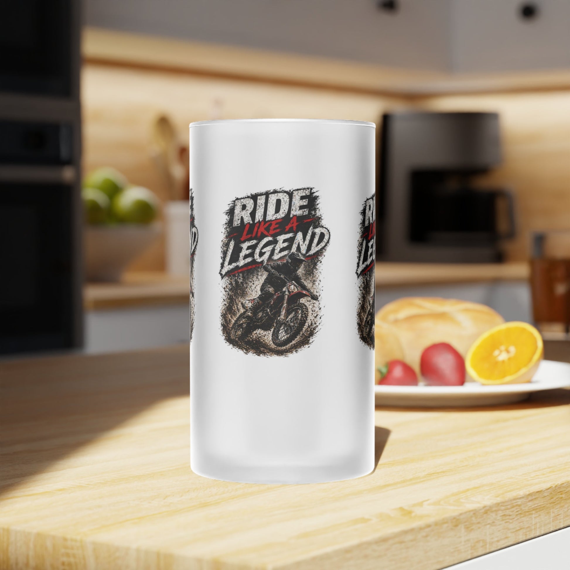 Ride Like a Legend Dirt Bike Frosted Pint Glass - SJM Print Store