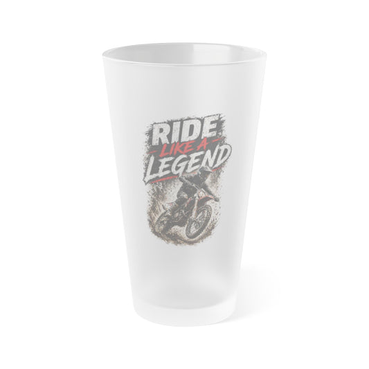 Ride Like a Legend Frosted Moto Pint Glass - SJM Print Store