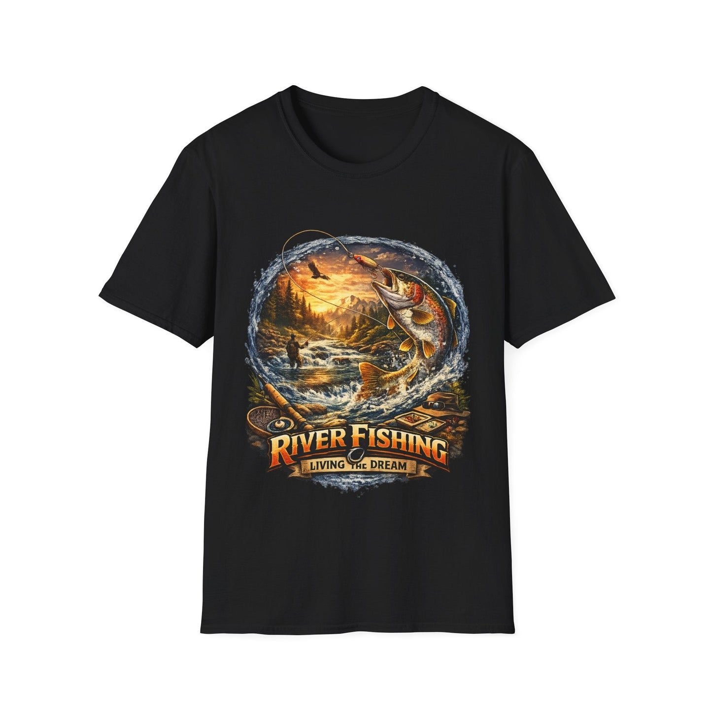 River Fishing "Living the Dream" T-Shirt - SJM Print Store