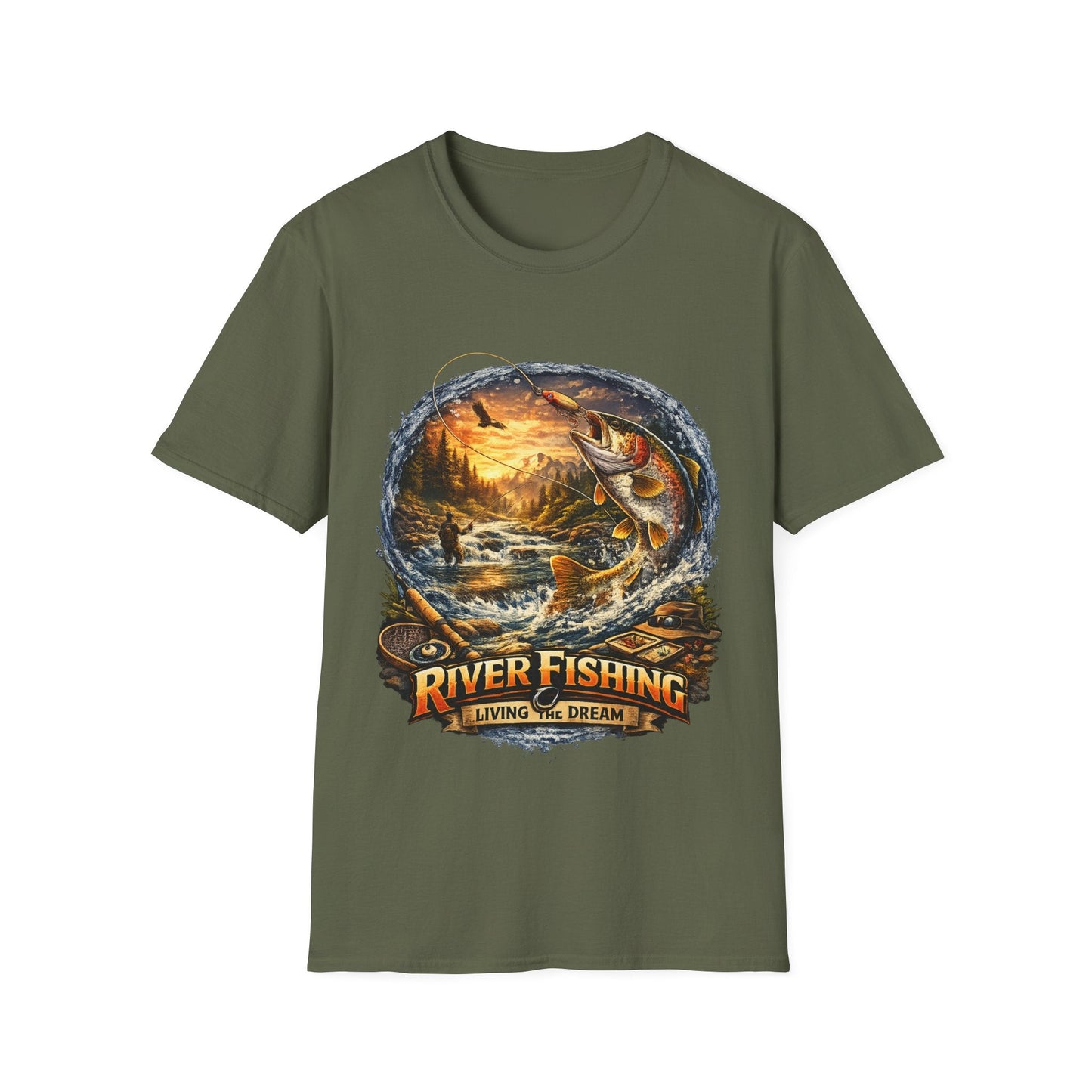 River Fishing "Living the Dream" T-Shirt - SJM Print Store