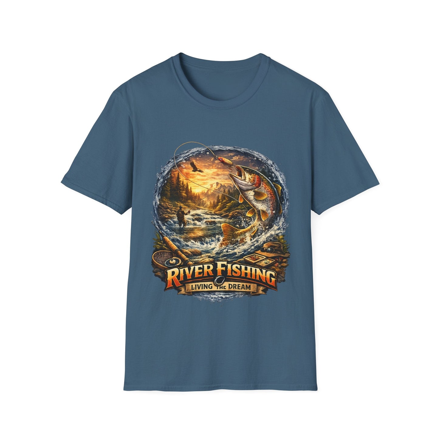 River Fishing "Living the Dream" T-Shirt - SJM Print Store