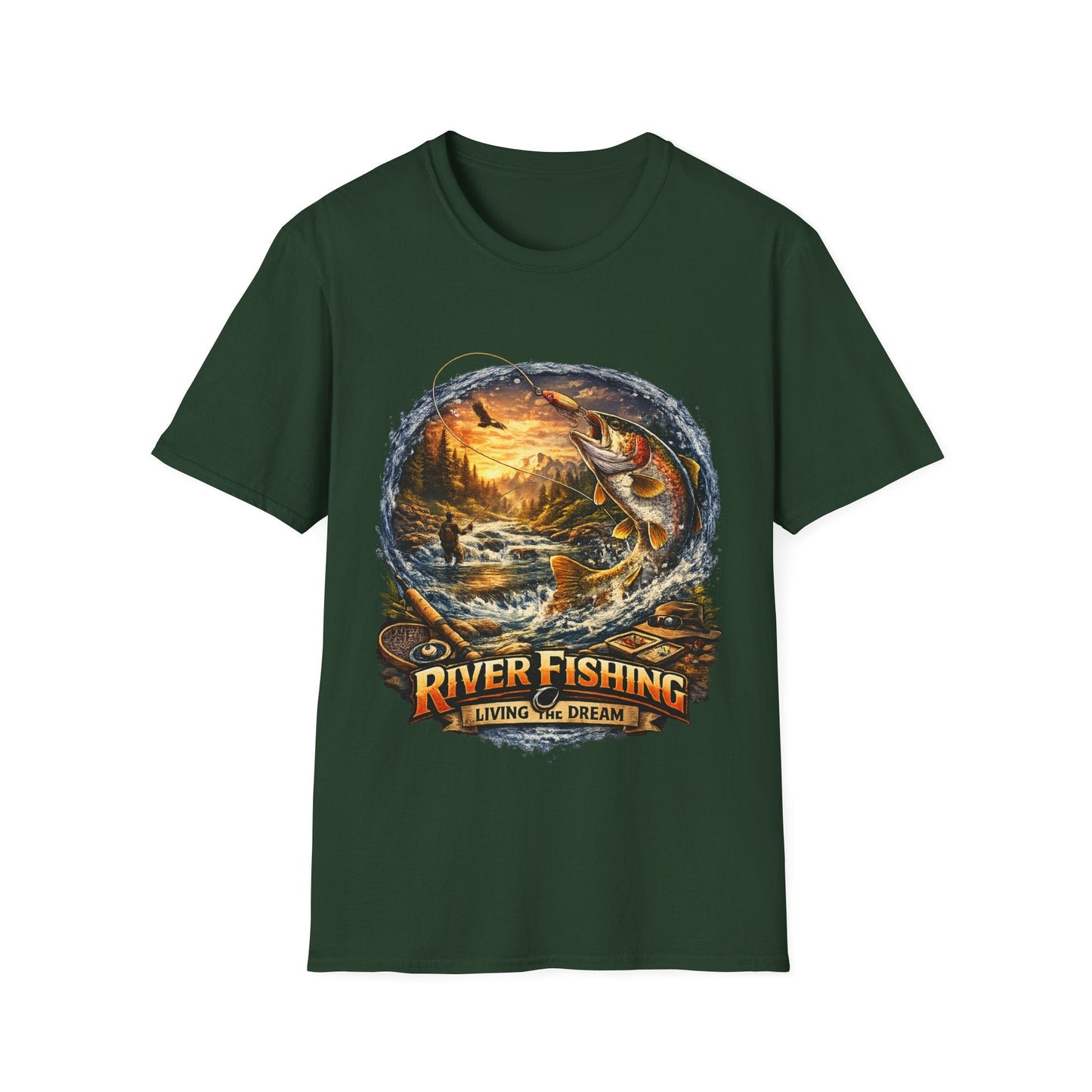 River Fishing "Living the Dream" T-Shirt - SJM Print Store