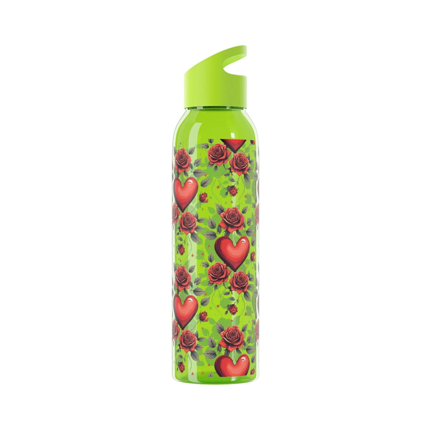Rose & Heart Pattern Water Bottle â€” Romantic Floral Drink Bottle - SJM Print Store
