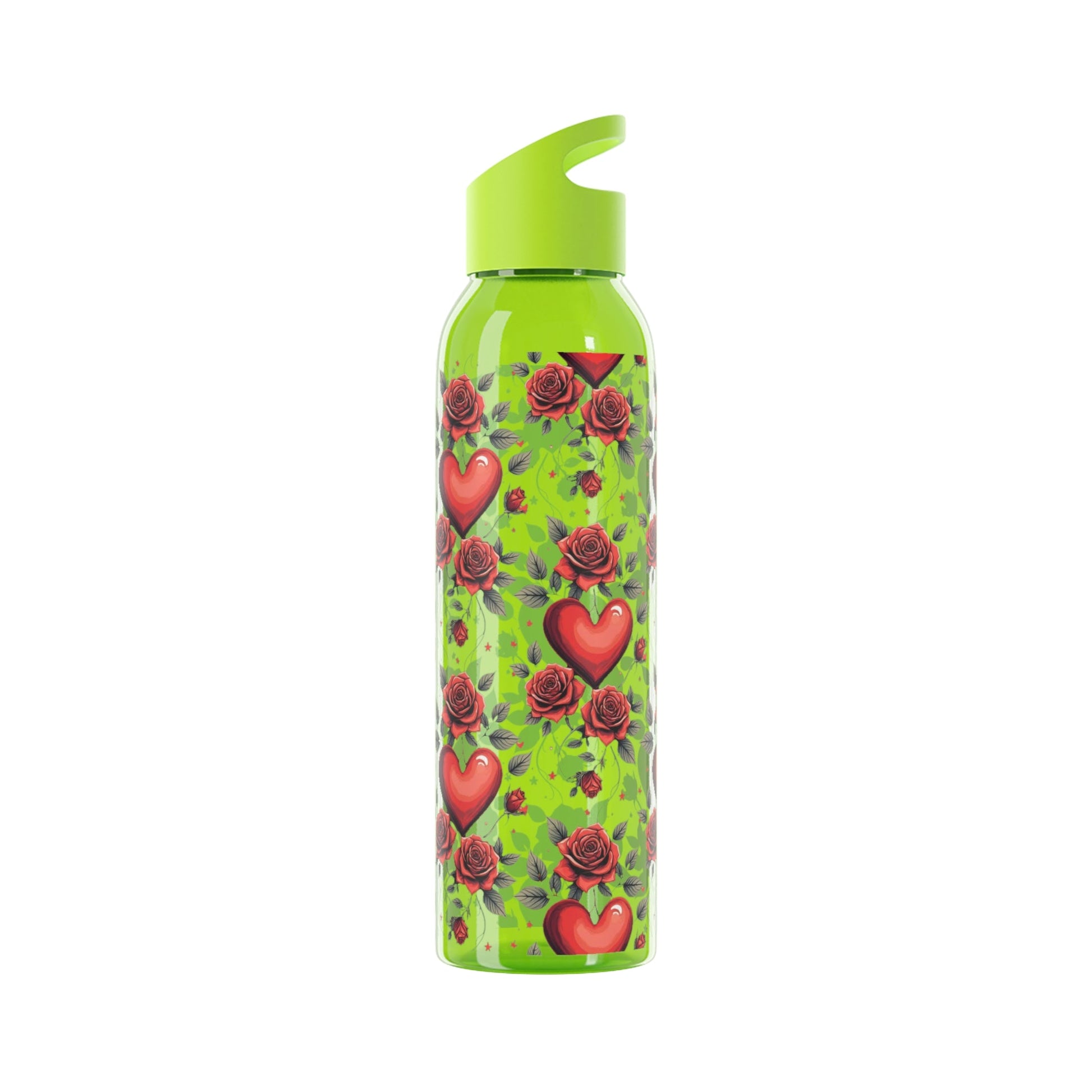 Rose & Heart Pattern Water Bottle â€” Romantic Floral Drink Bottle - SJM Print Store