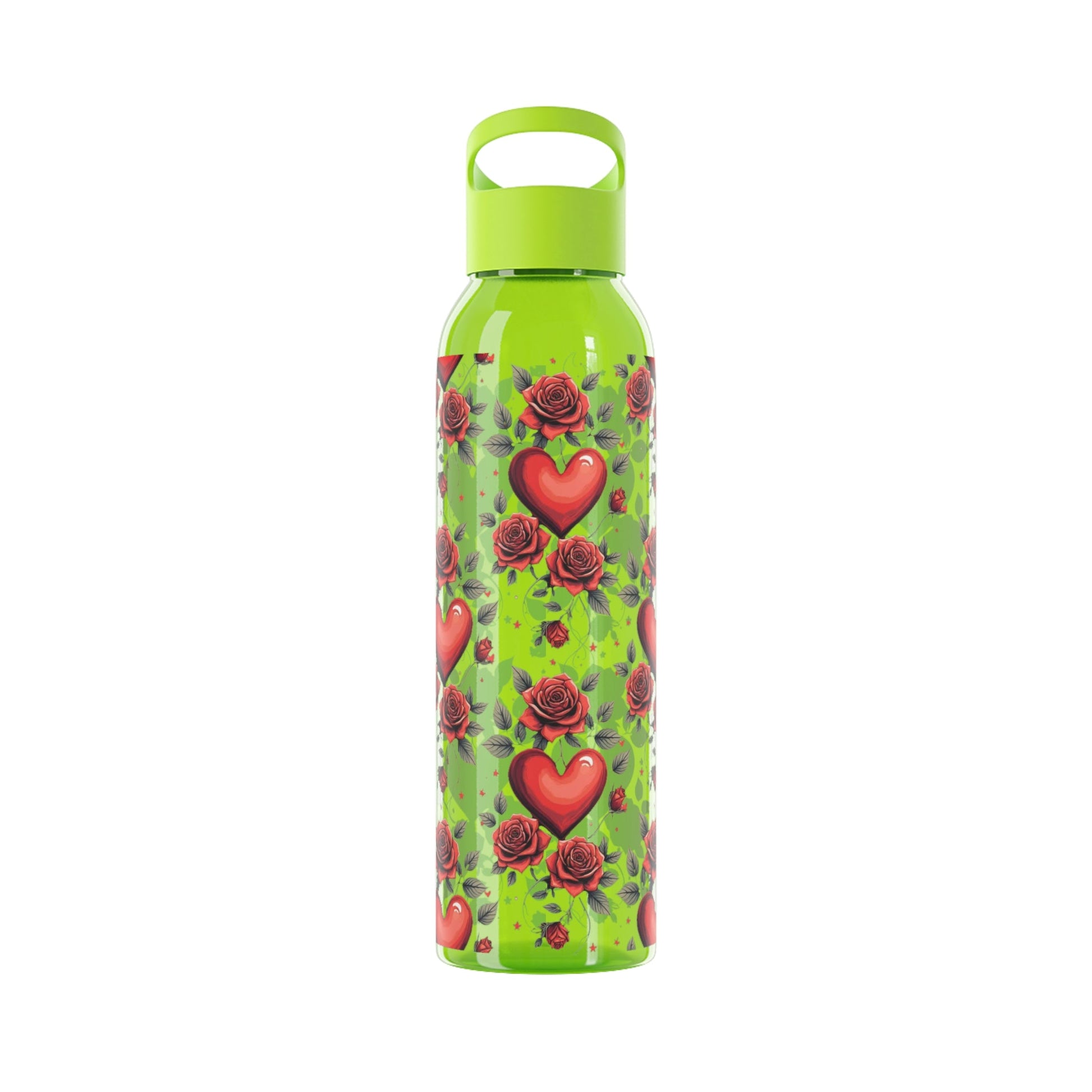 Rose & Heart Pattern Water Bottle â€” Romantic Floral Drink Bottle - SJM Print Store