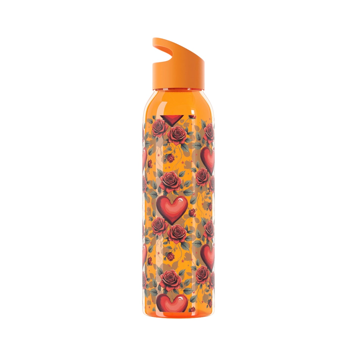 Rose & Heart Pattern Water Bottle â€” Romantic Floral Drink Bottle - SJM Print Store