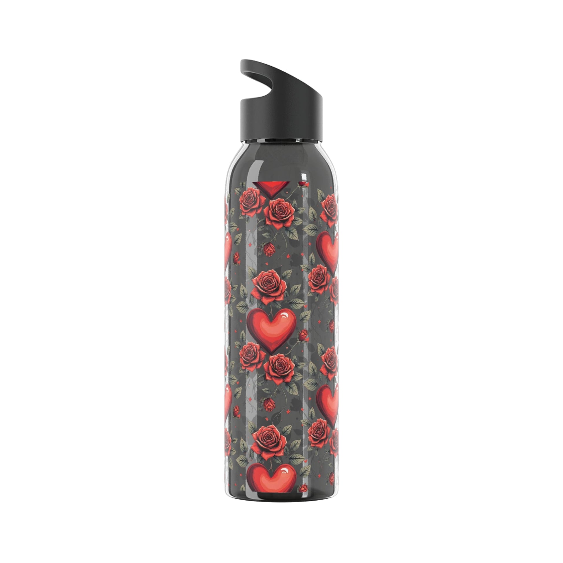 Rose & Heart Pattern Water Bottle â€” Romantic Floral Drink Bottle - SJM Print Store