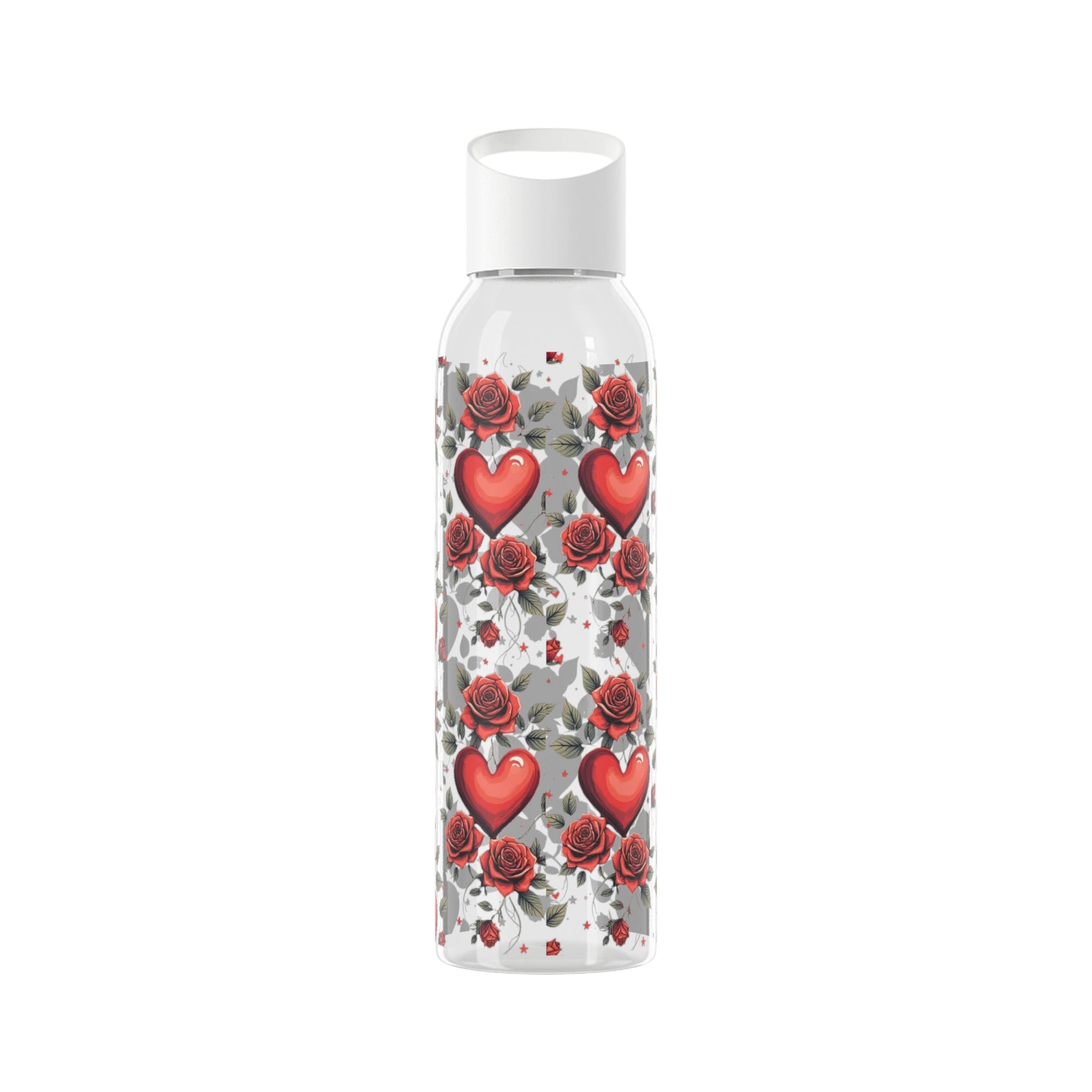 Rose & Heart Pattern Water Bottle â€” Romantic Floral Drink Bottle - SJM Print Store