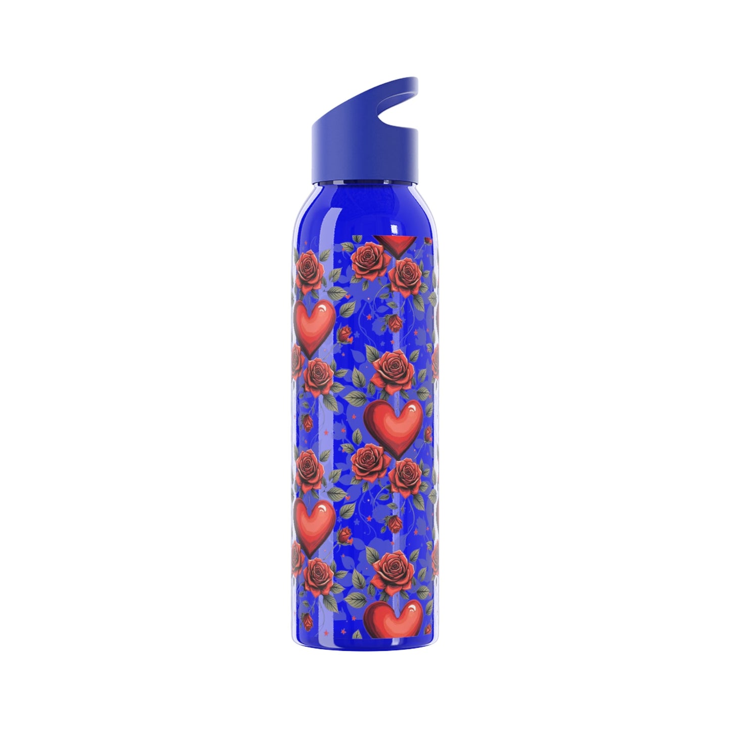 Rose & Heart Pattern Water Bottle â€” Romantic Floral Drink Bottle - SJM Print Store