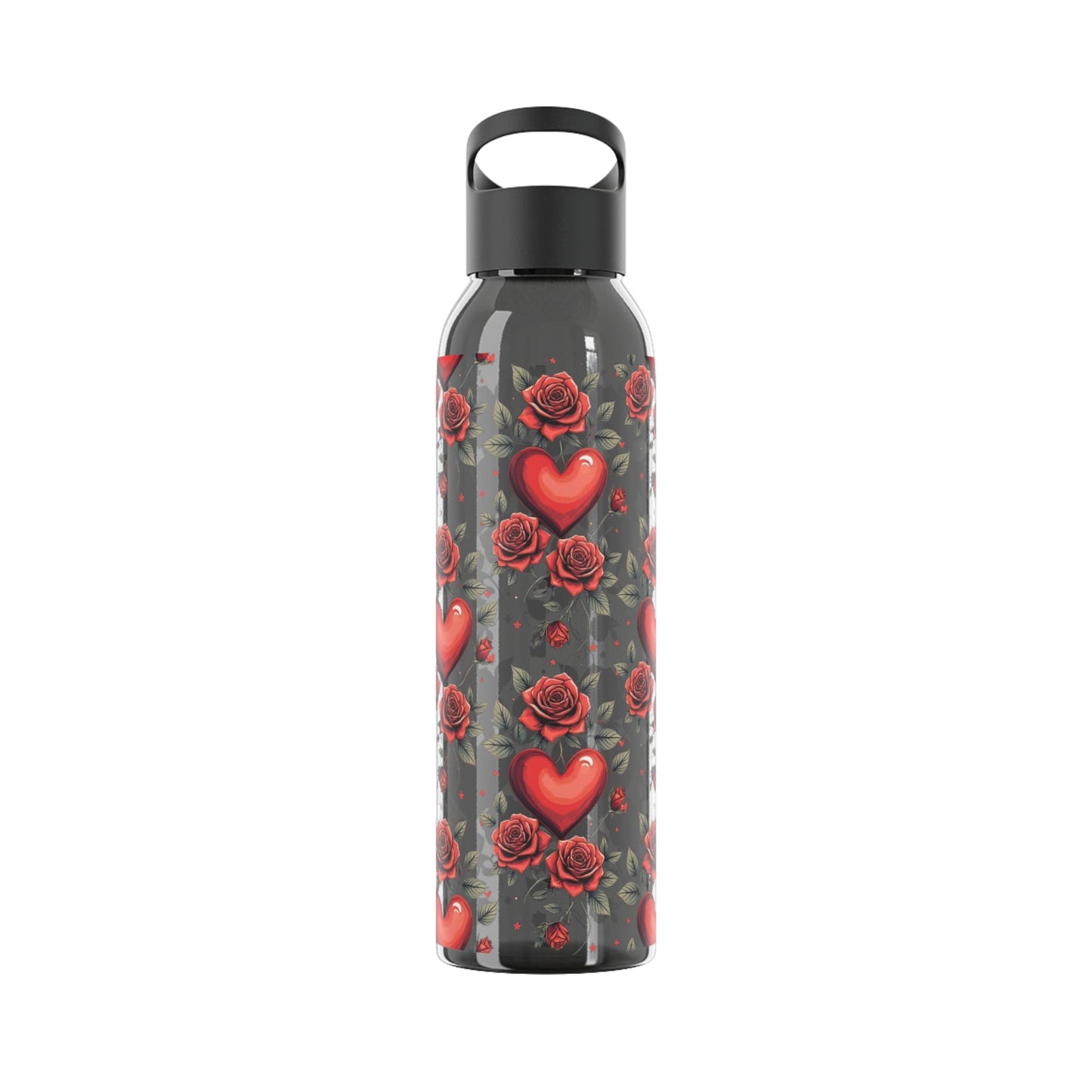 Rose & Heart Pattern Water Bottle â€” Romantic Floral Drink Bottle - SJM Print Store