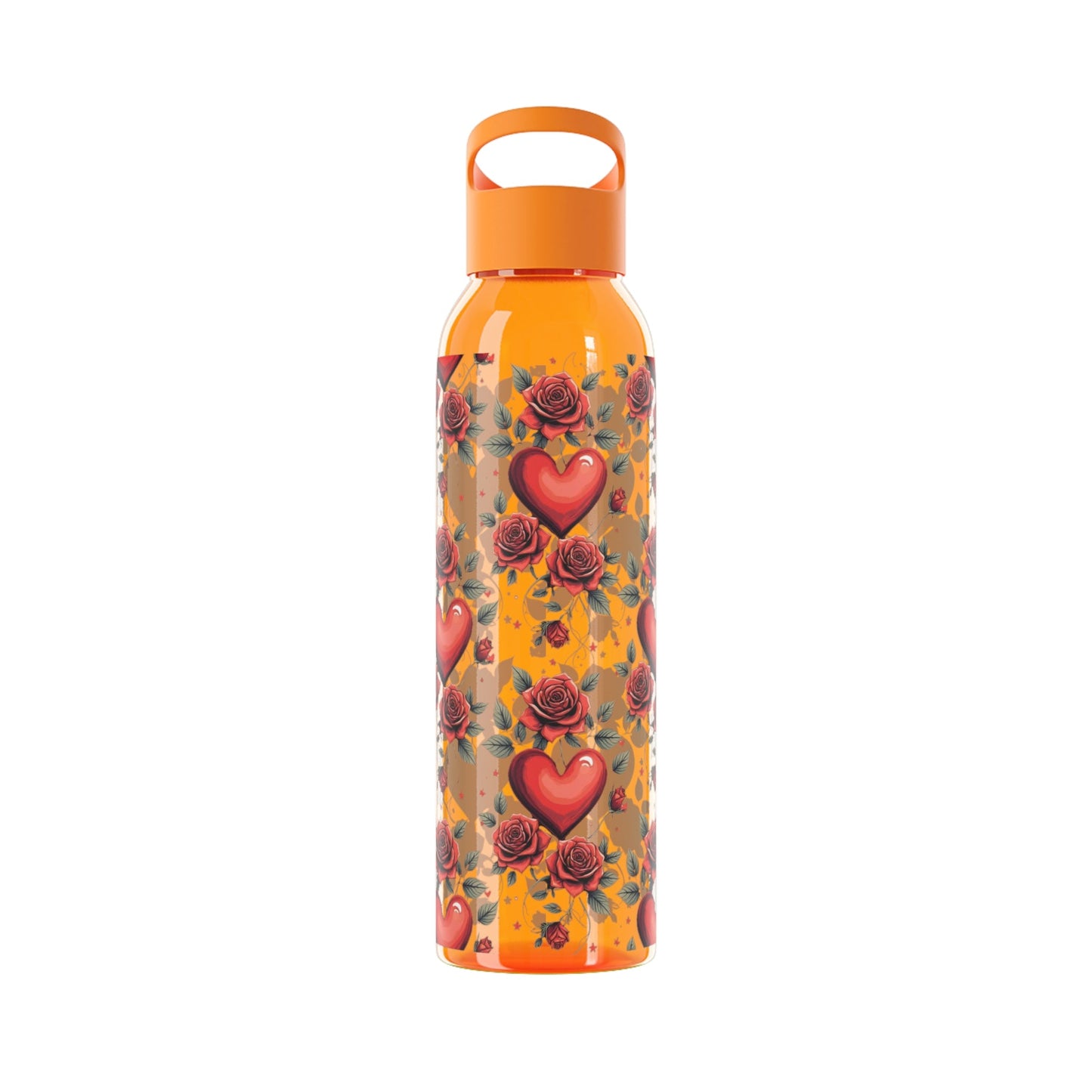 Rose & Heart Pattern Water Bottle â€” Romantic Floral Drink Bottle - SJM Print Store