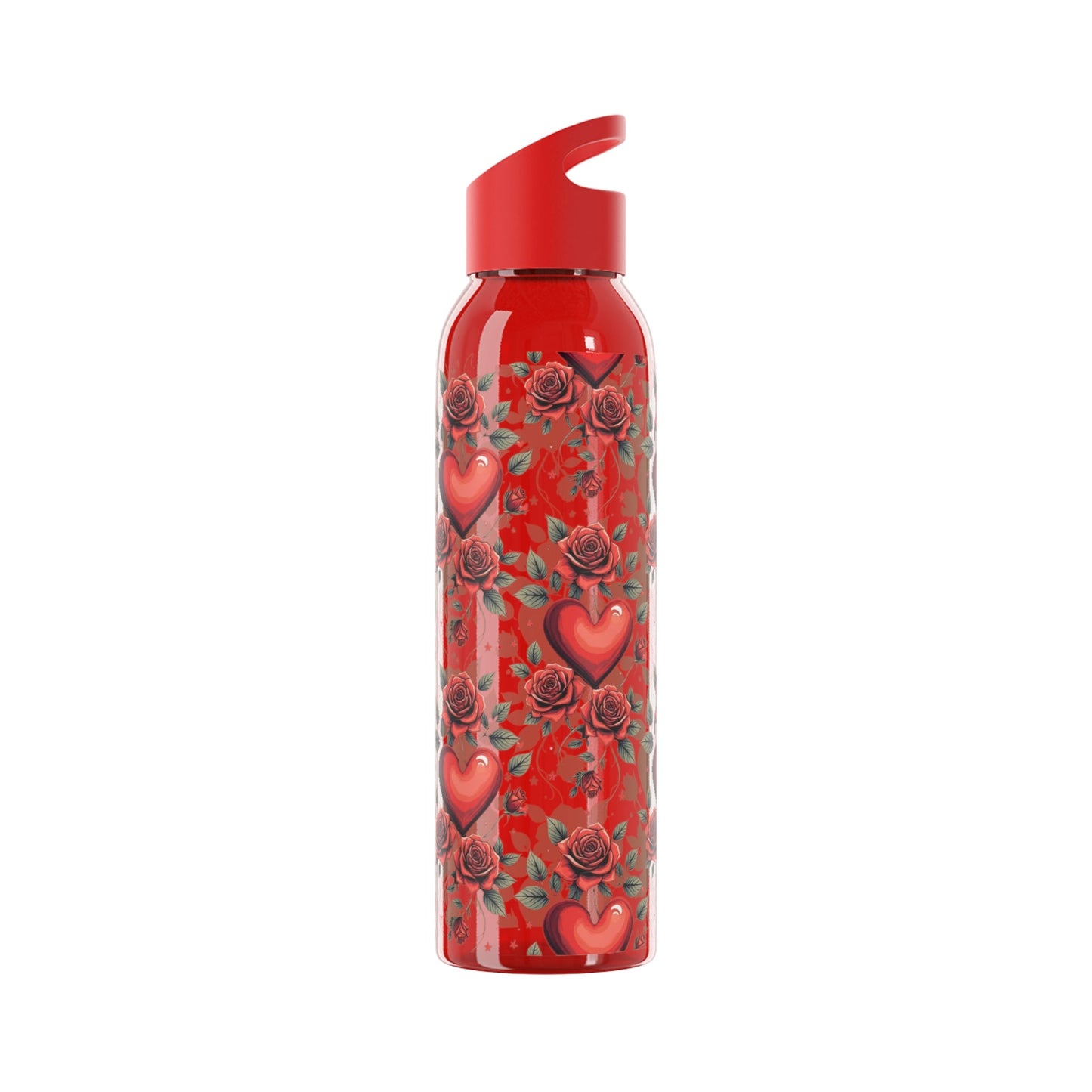 Rose & Heart Pattern Water Bottle â€” Romantic Floral Drink Bottle - SJM Print Store