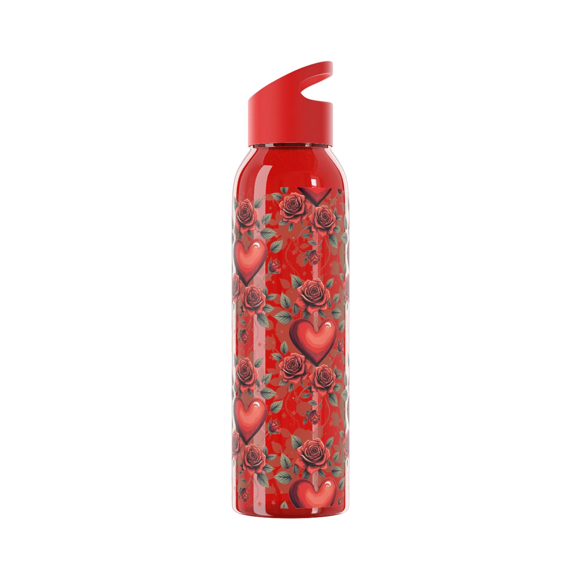 Rose & Heart Pattern Water Bottle â€” Romantic Floral Drink Bottle - SJM Print Store