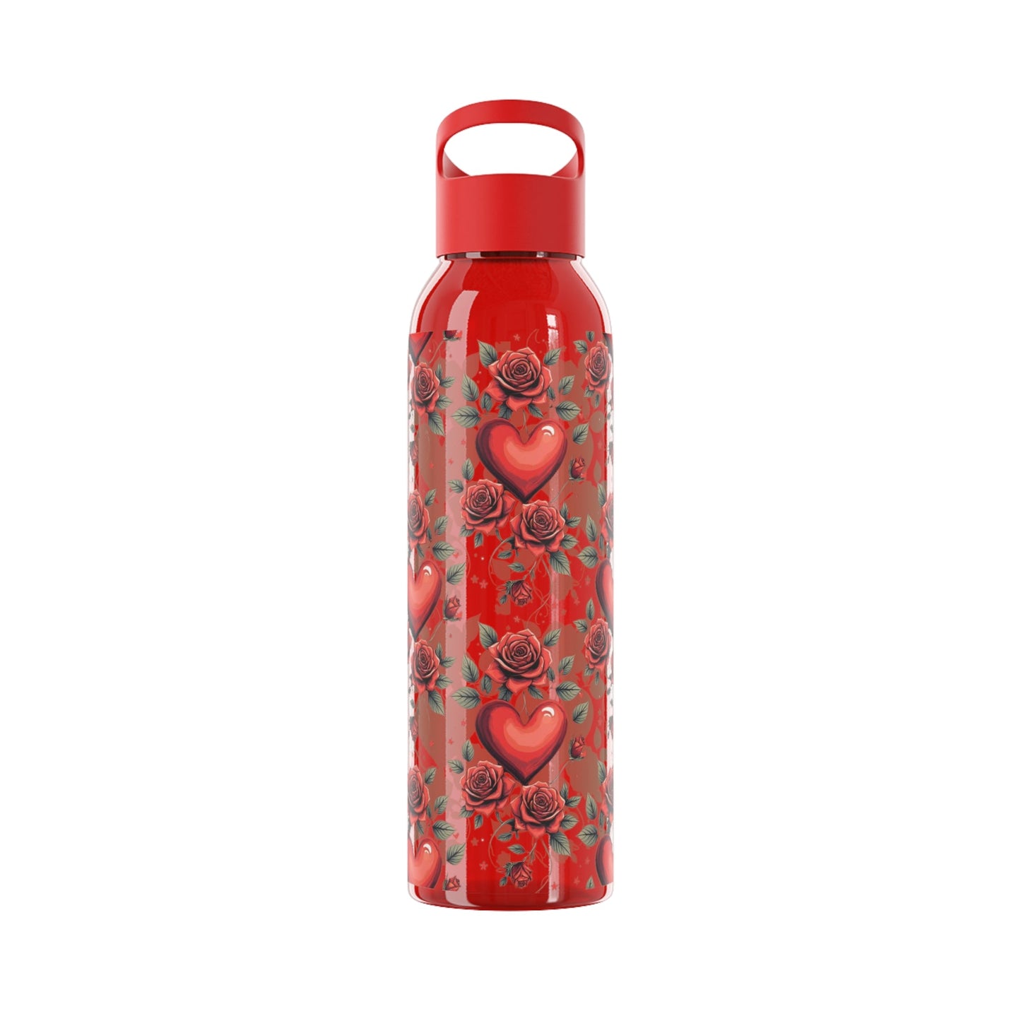 Rose & Heart Pattern Water Bottle â€” Romantic Floral Drink Bottle - SJM Print Store