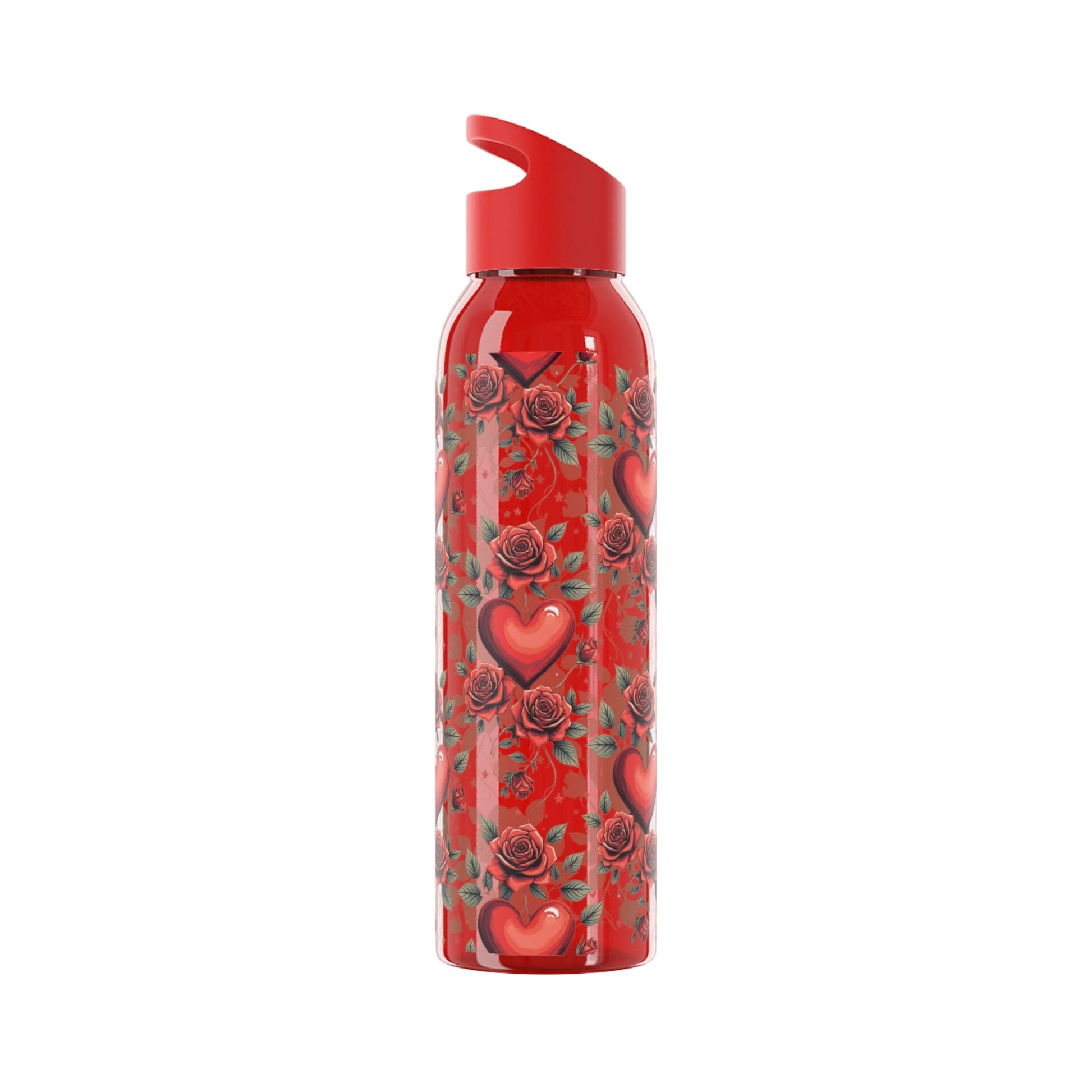 Rose & Heart Pattern Water Bottle â€” Romantic Floral Drink Bottle - SJM Print Store