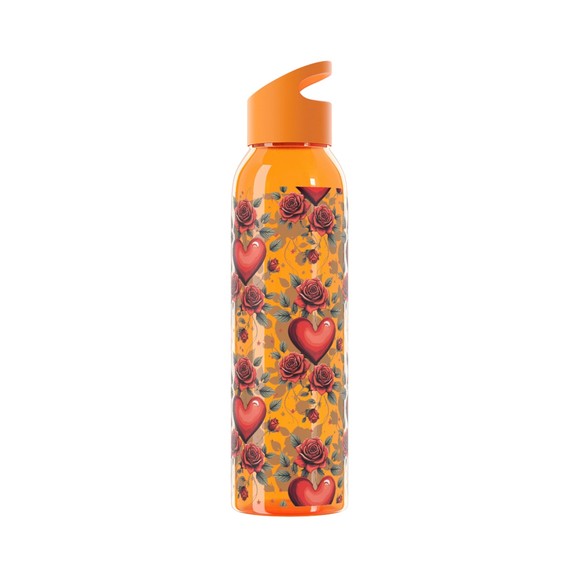 Rose & Heart Pattern Water Bottle â€” Romantic Floral Drink Bottle - SJM Print Store