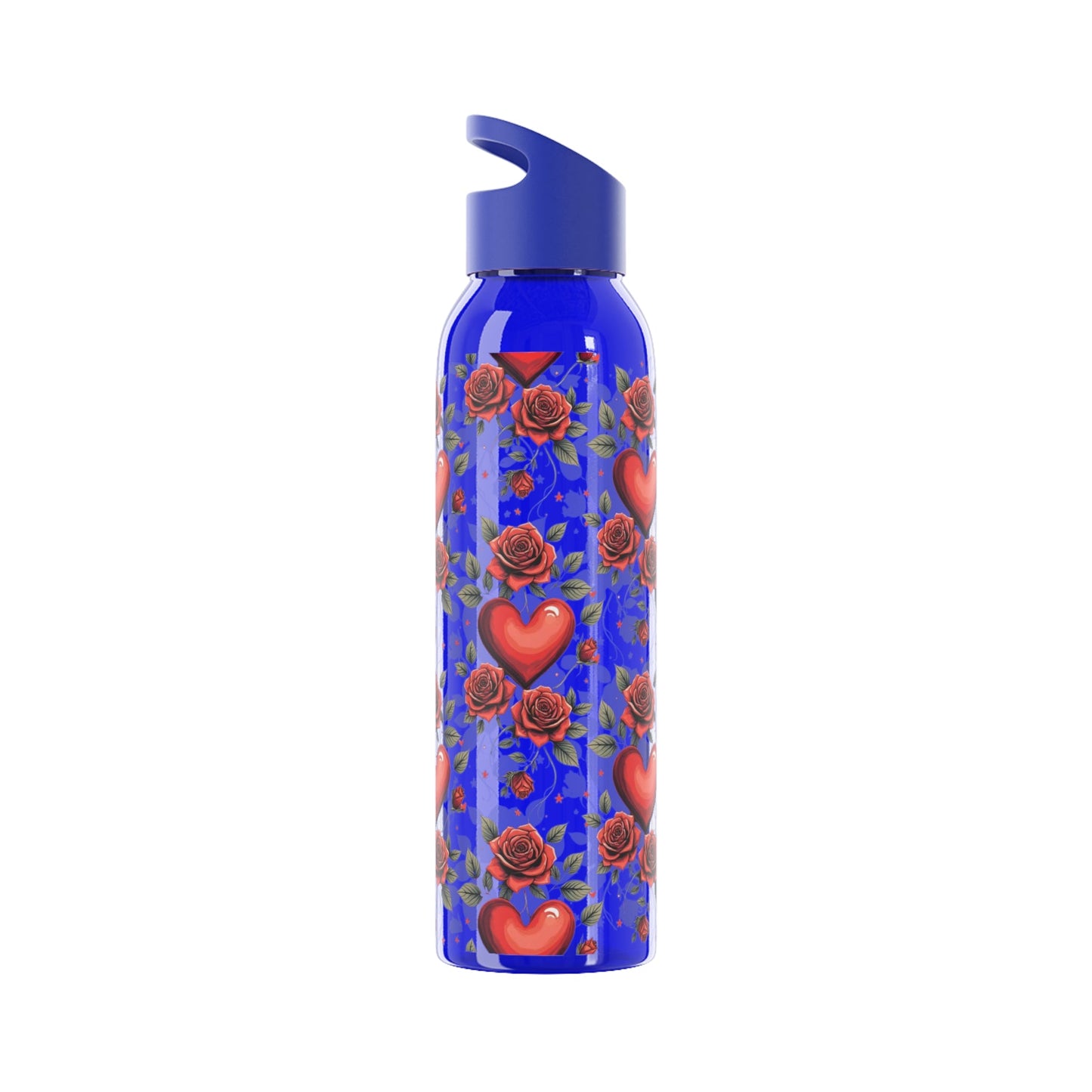 Rose & Heart Pattern Water Bottle â€” Romantic Floral Drink Bottle - SJM Print Store